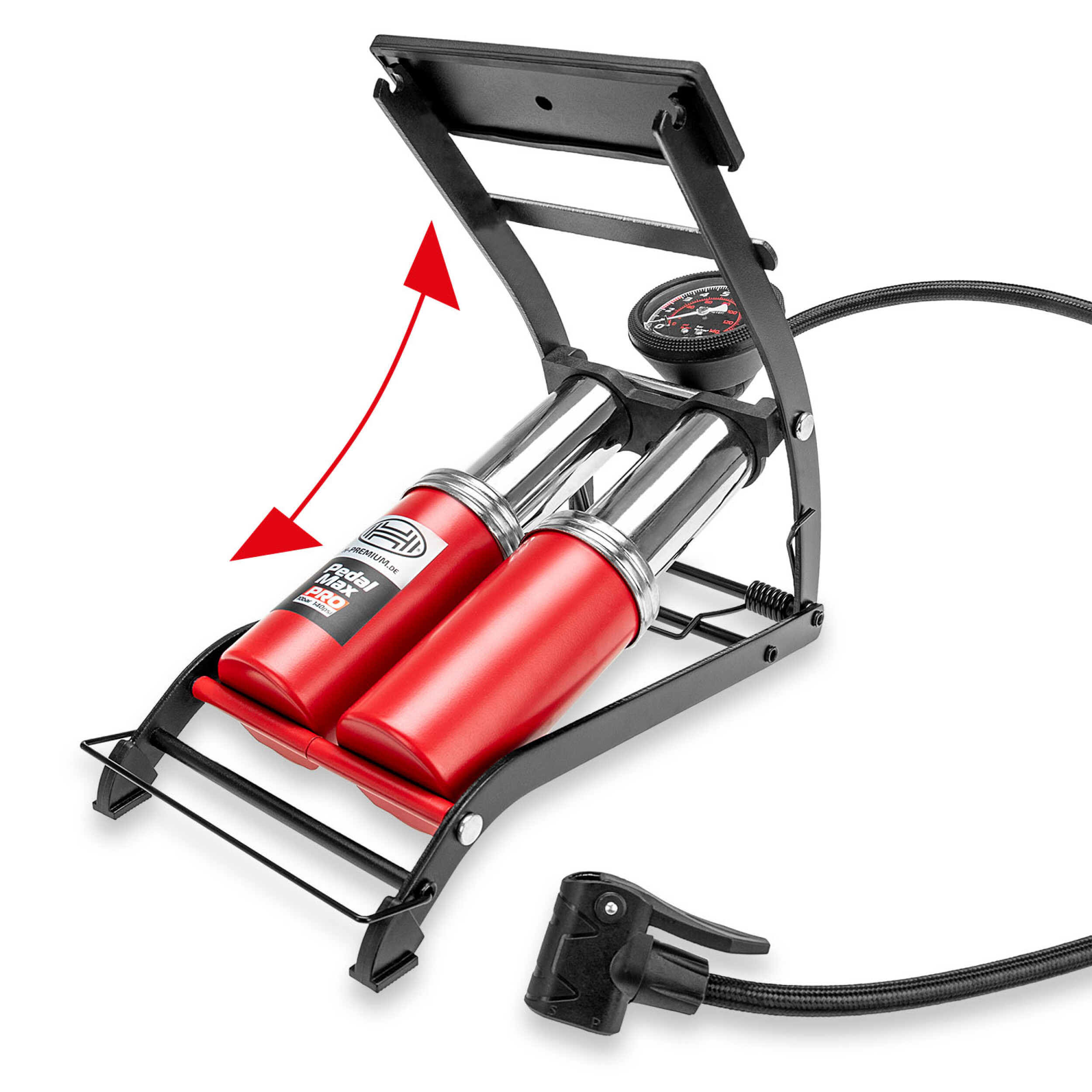2-Zylinder Fußpumpe Manometer | HEYNER® Pedal Max PRO