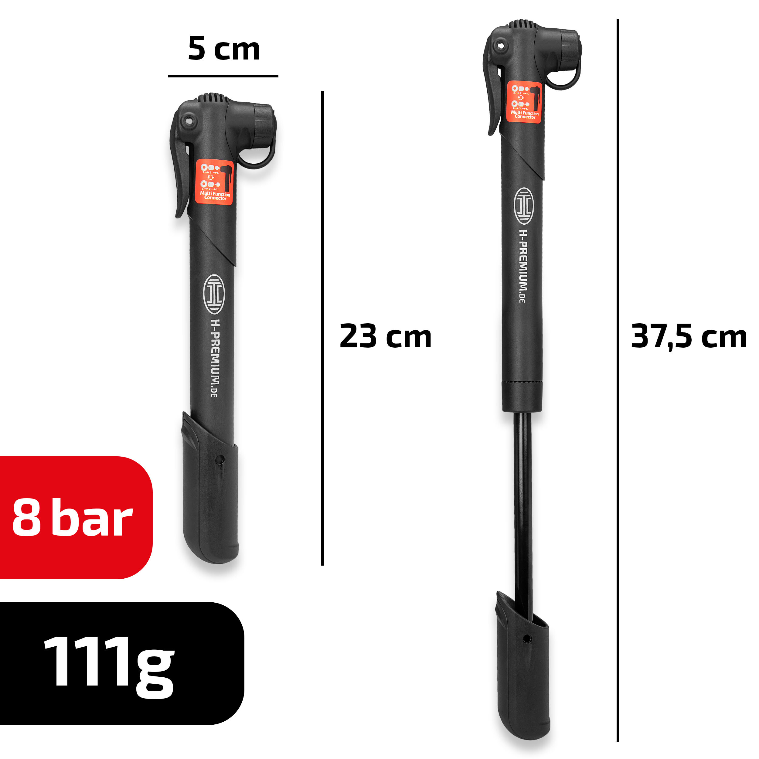 Mini Hand-Luftpumpe für Fahrräder | HEYNER® AeroStarCompact PRO