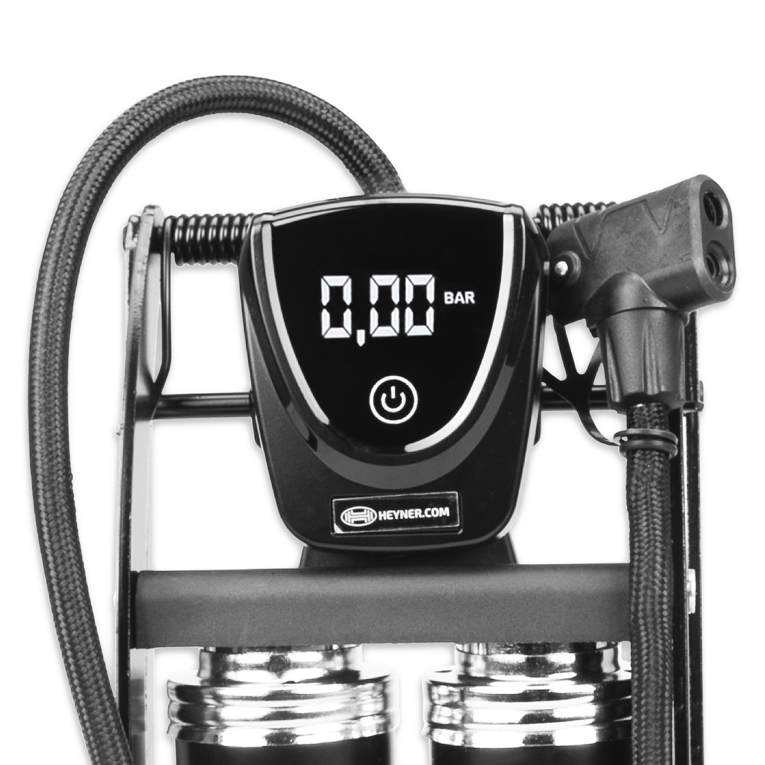 2-Zylinder Fußpumpe digitales Manometer | HEYNER® Pedal Max Digital PRO