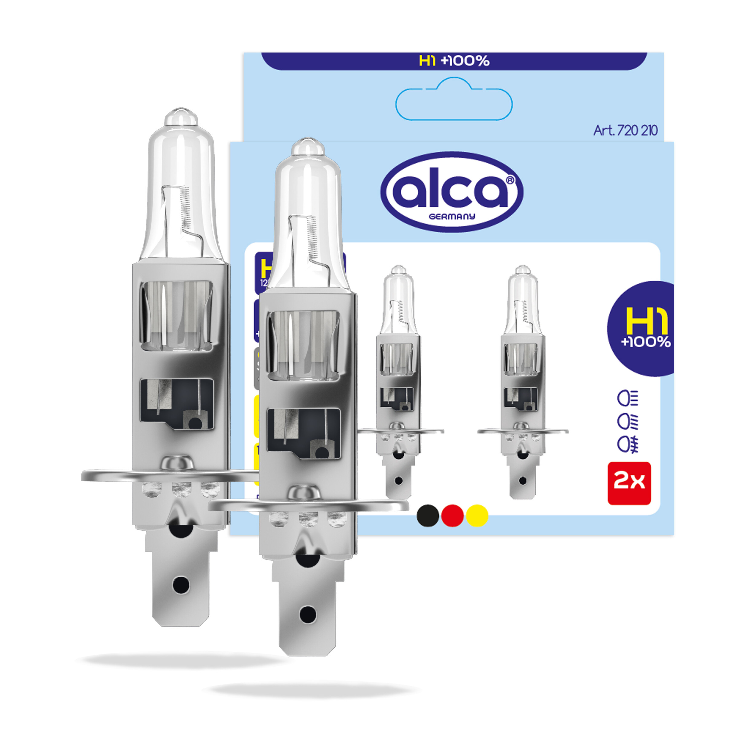 Halogenlampe H1 mit 100% mehr Licht (2er-Set) | alca® H1 +100%
