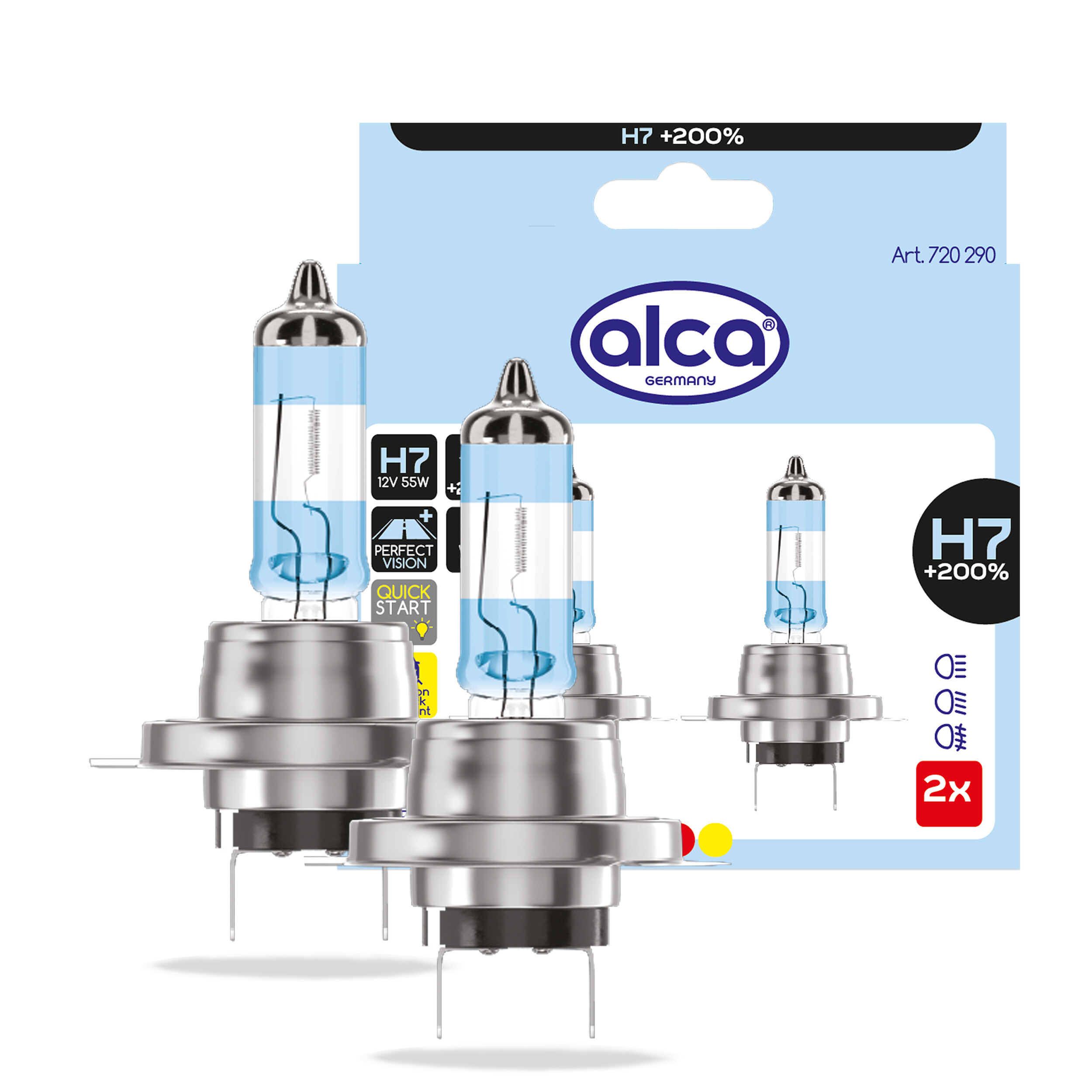 Halogenlampe H7 mit 200% mehr Licht (2er-Set) | alca® H7 +200%