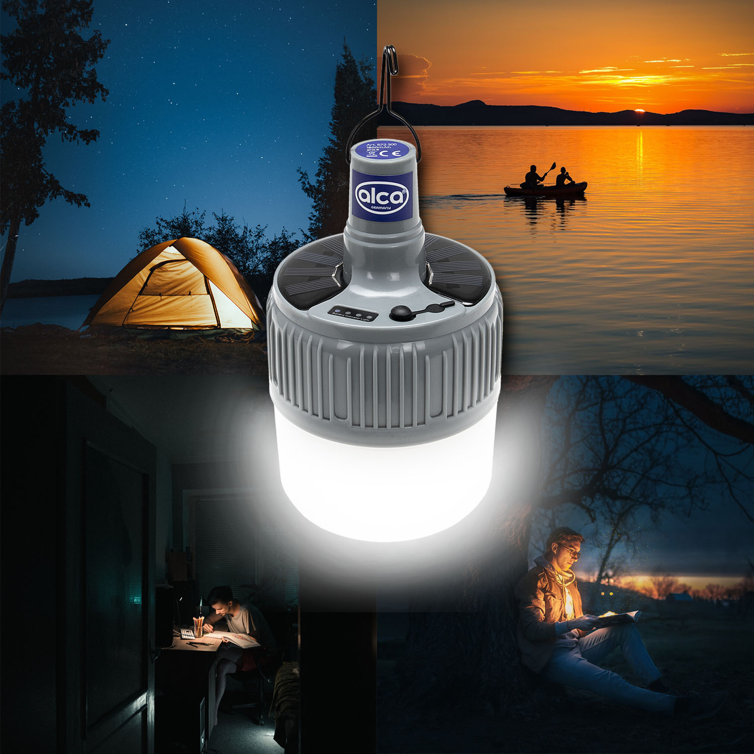 Wiederaufladbare Solarlaterne mit Fernbedienung | alca® CampingLamp SolarPower