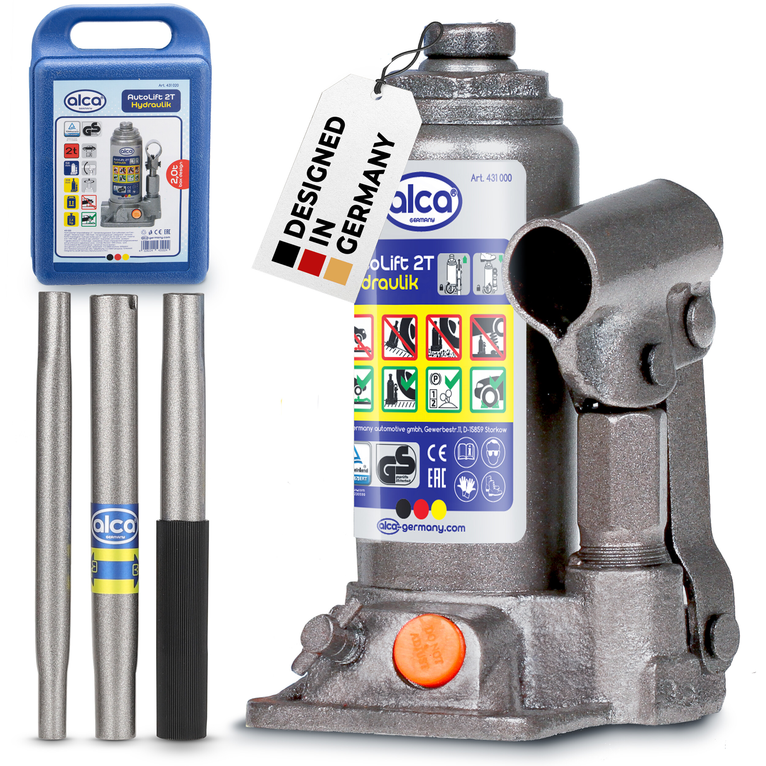 Hydraulischer Unterstellheber im Koffer | alca® Auto Lift Hydraulik 2t