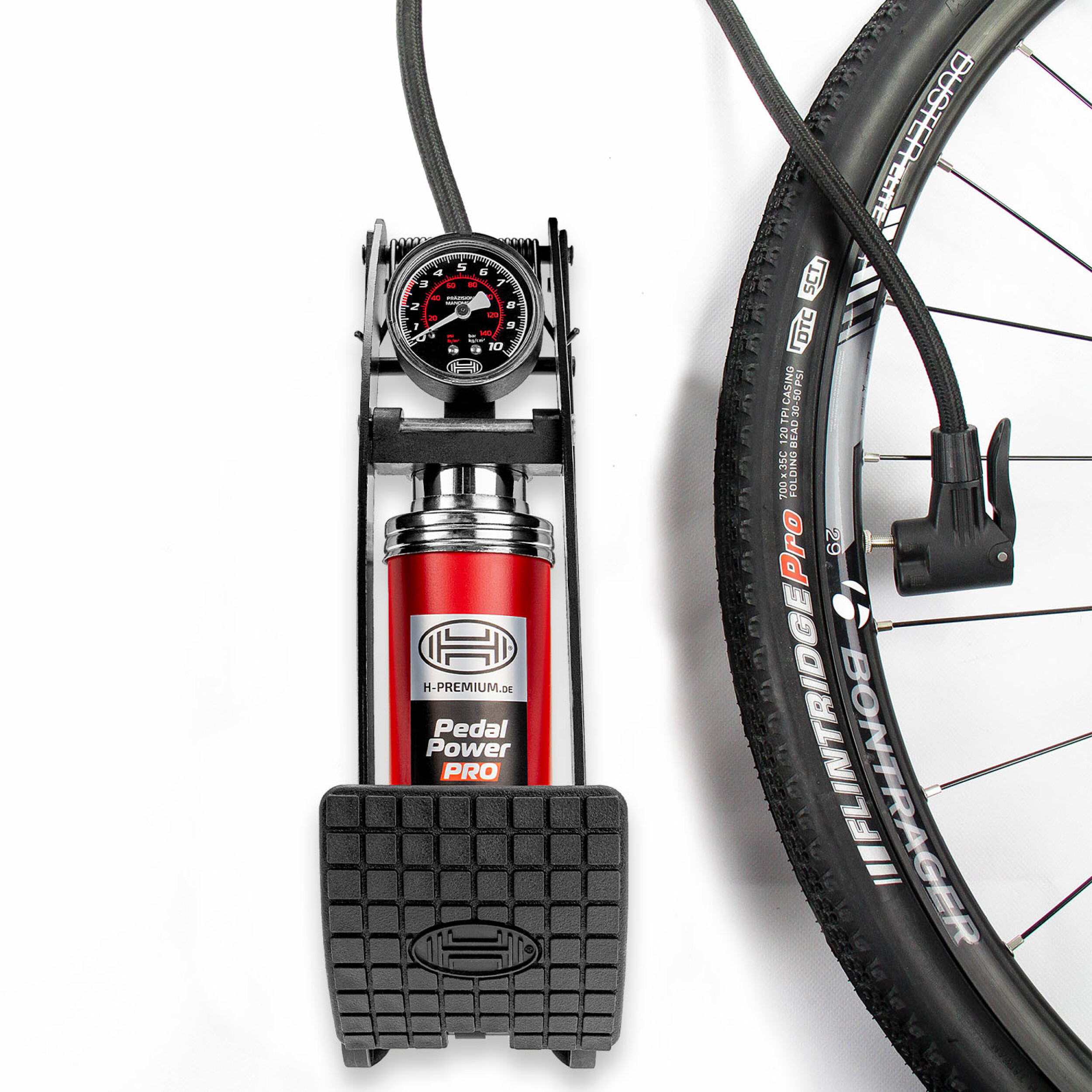 Fußluftpumpe mit Manometer | HEYNER® PedalPower PRO