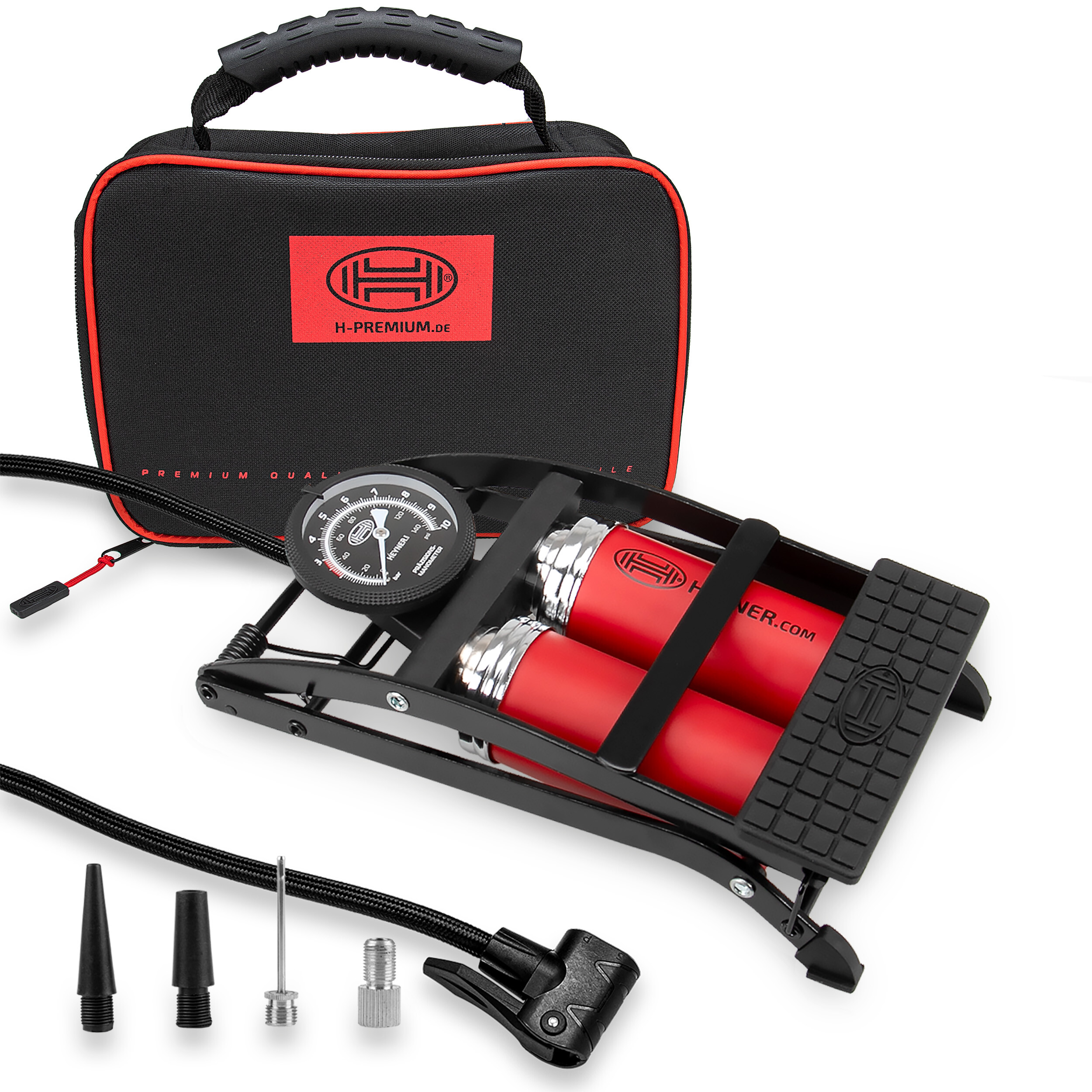 2-Zylinder Fußpumpe Manometer | HEYNER® Pedal Max PRO