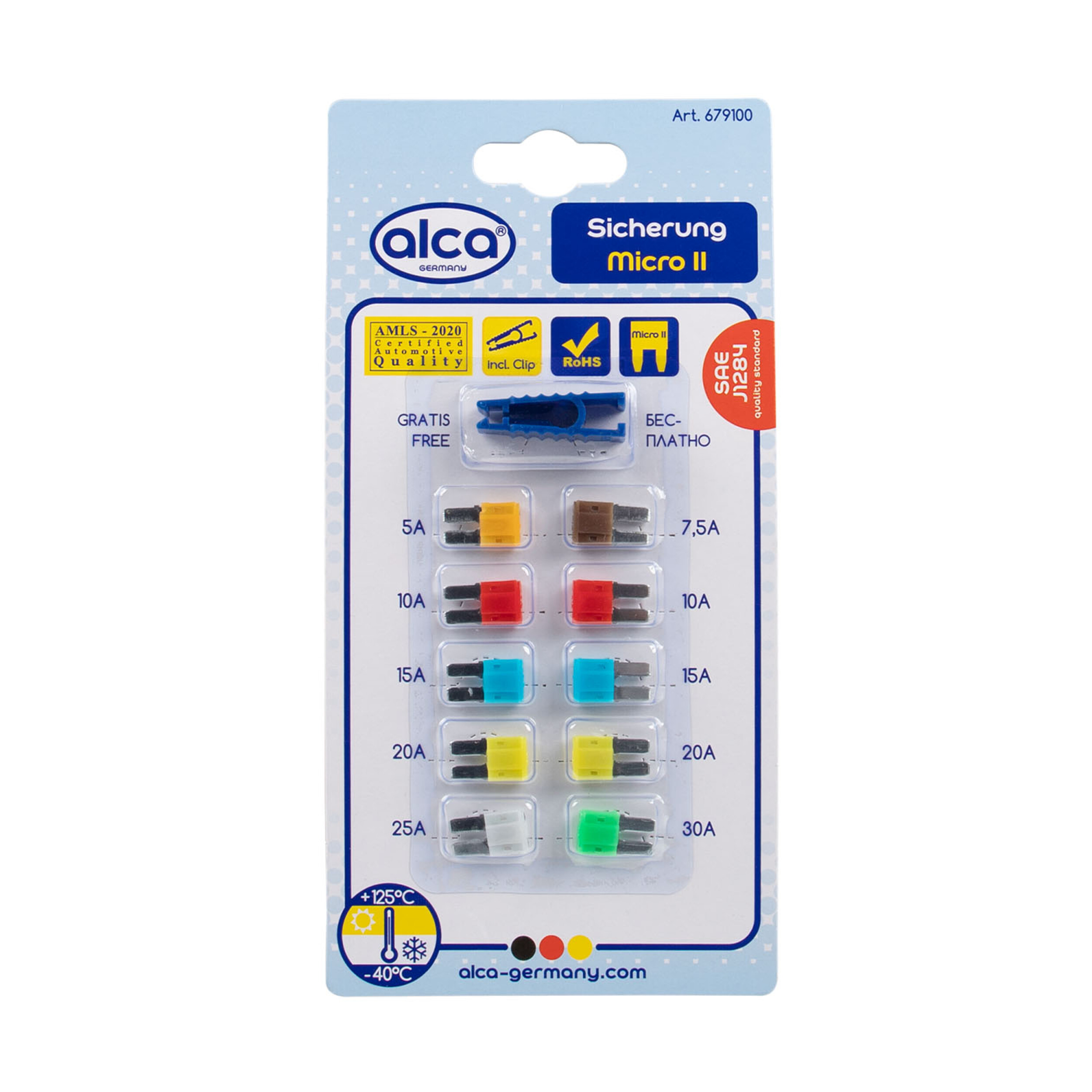 Micro 2 Sicherungen 5 - 30 A; 10er-Set | alca® Sicherung Micro II