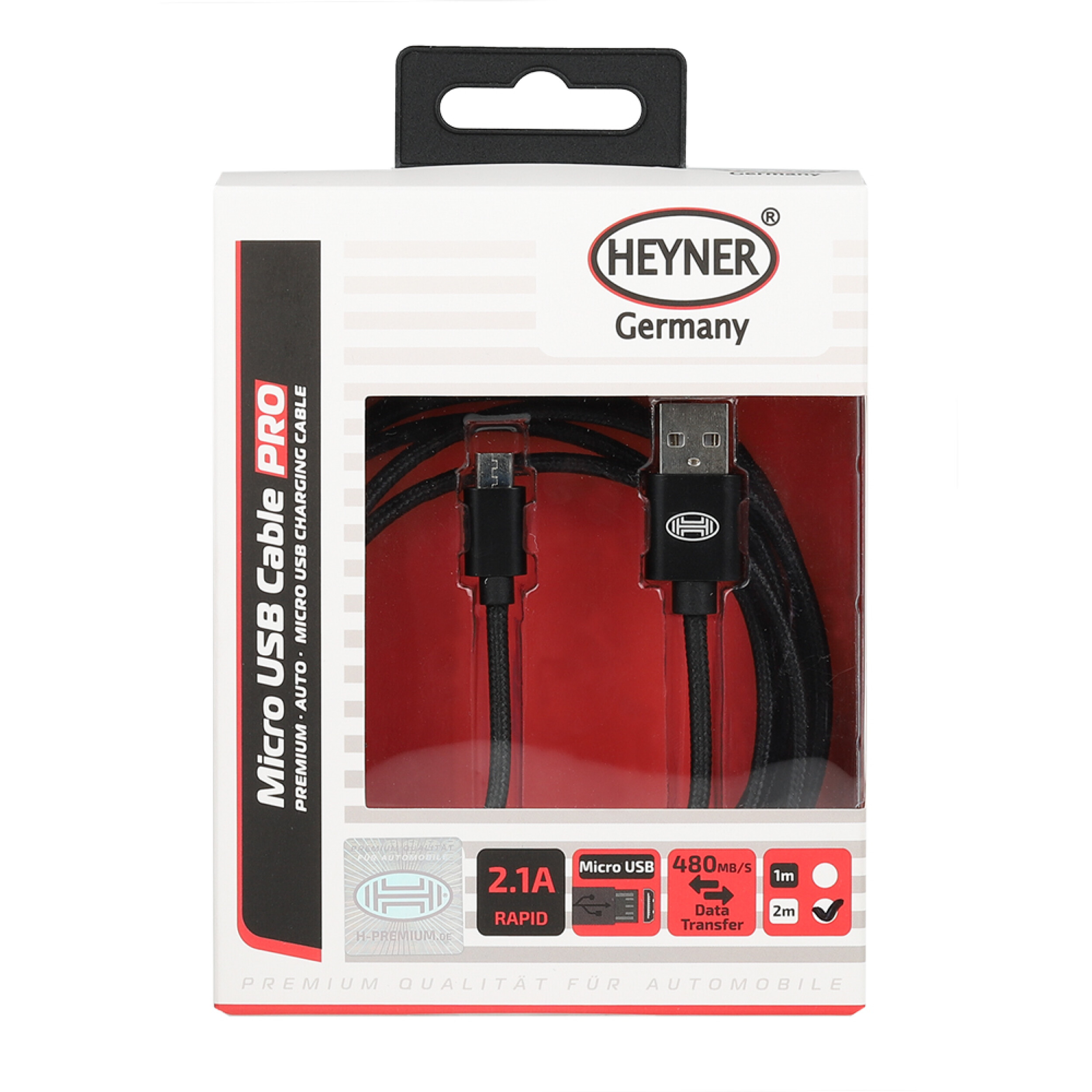 Premium Ladekabel Micro-USB auf USB Nylon (2 m) | HEYNER® Micro USB Cable 2m PRO