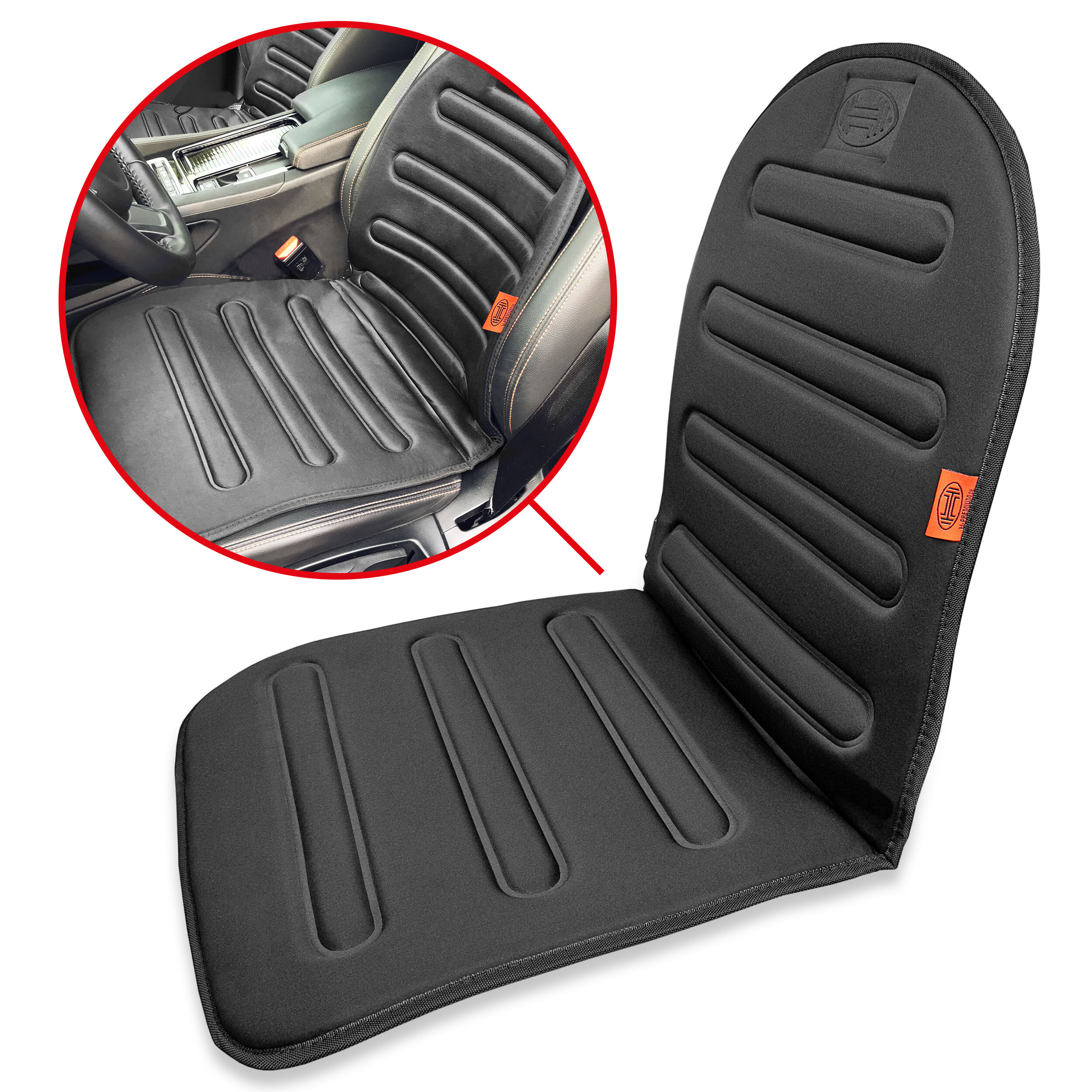 Auto-Sitzauflage beheizbar 12V schwarz | HEYNER® Warm Comfort SAFE