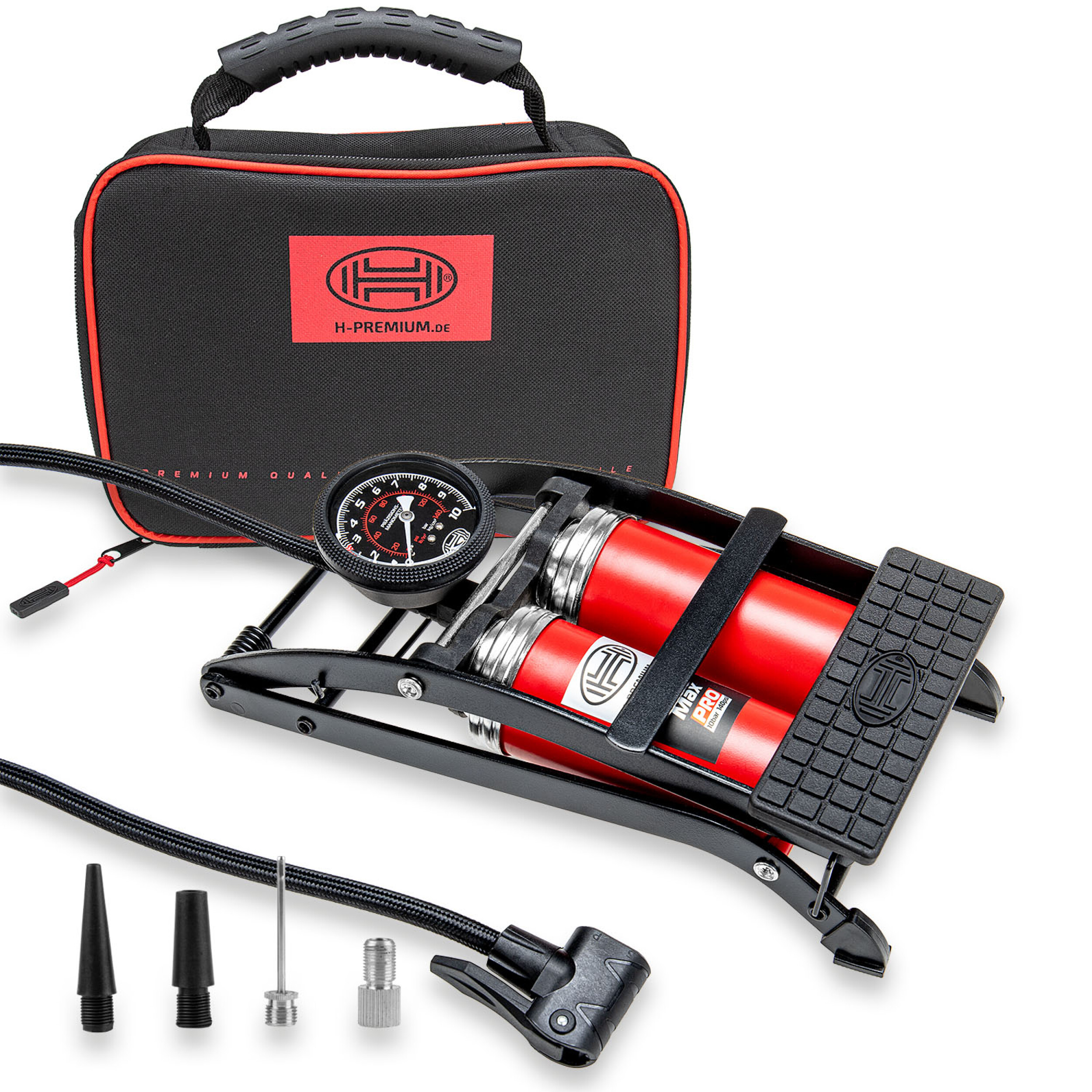 2-Zylinder Fußpumpe Manometer | HEYNER® Pedal Max PRO