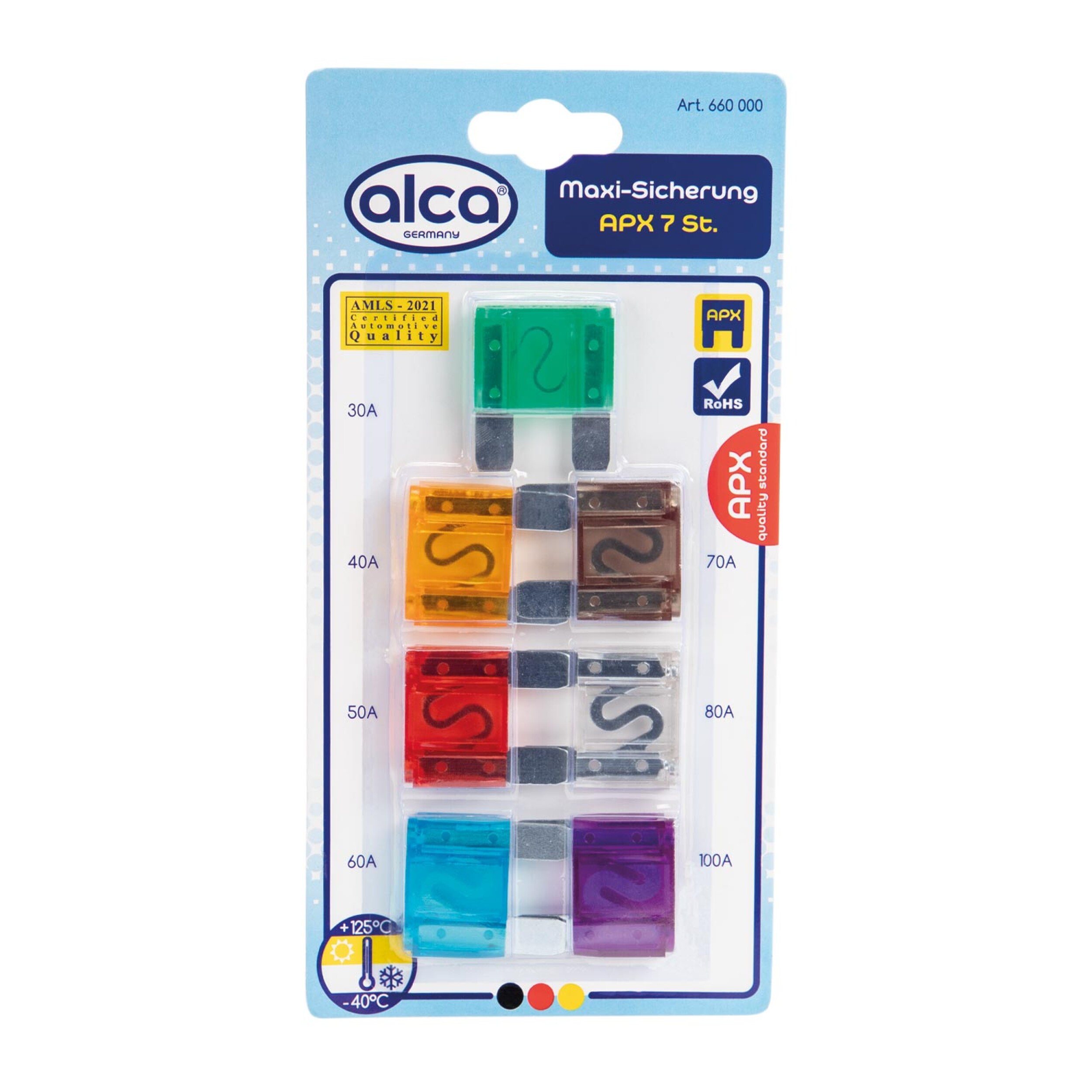 Maxi-Sicherung 30A - 100A; 7er-Set | alca® Fuse ATM Set M