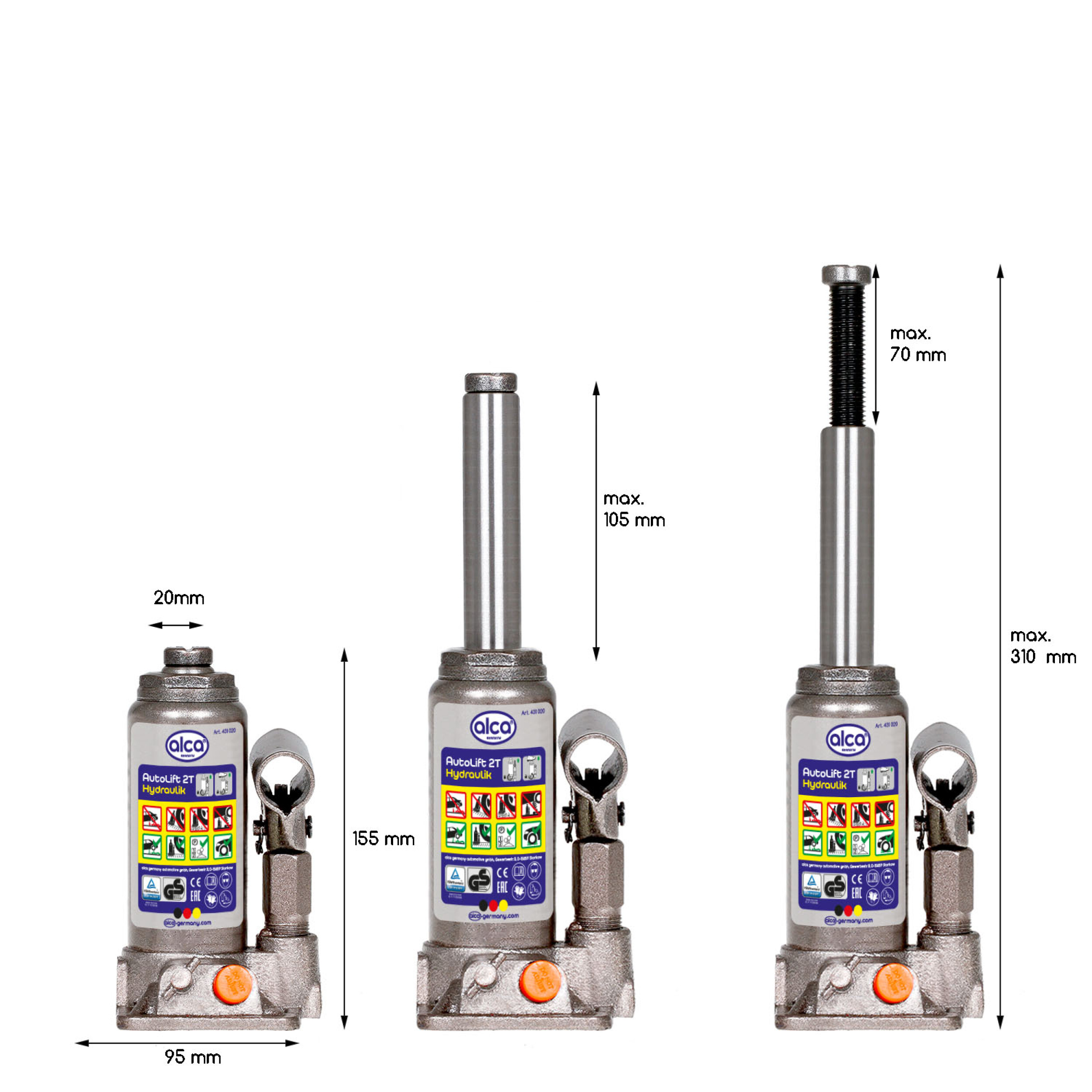 Hydraulischer Unterstellheber im Koffer | alca® Auto Lift Hydraulik 2t