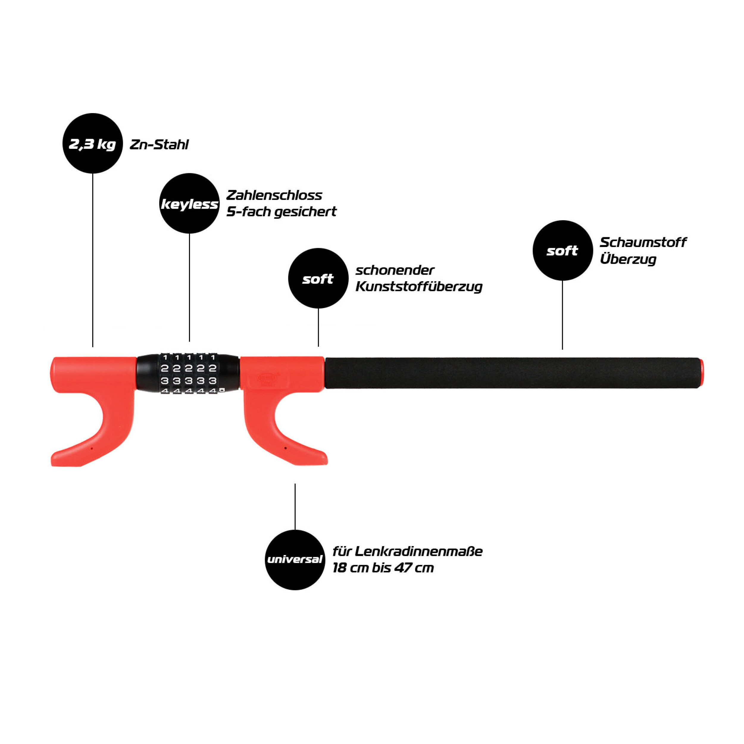 Premium Lenkradsperre Zahlenschloss | HEYNER® WheelBlock PRO