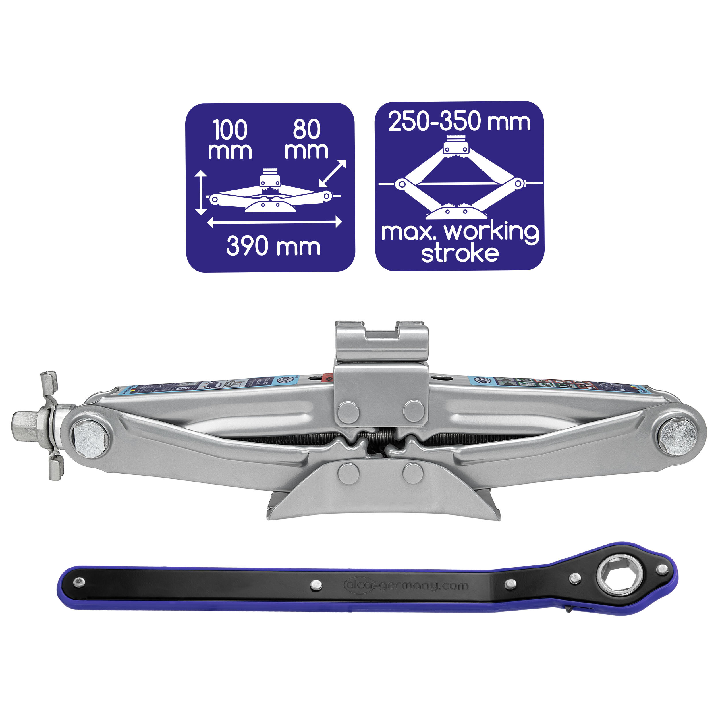 Scherenwagenheber mit Ratsche 1,0 t | alca® Autolift Ratschet 1t