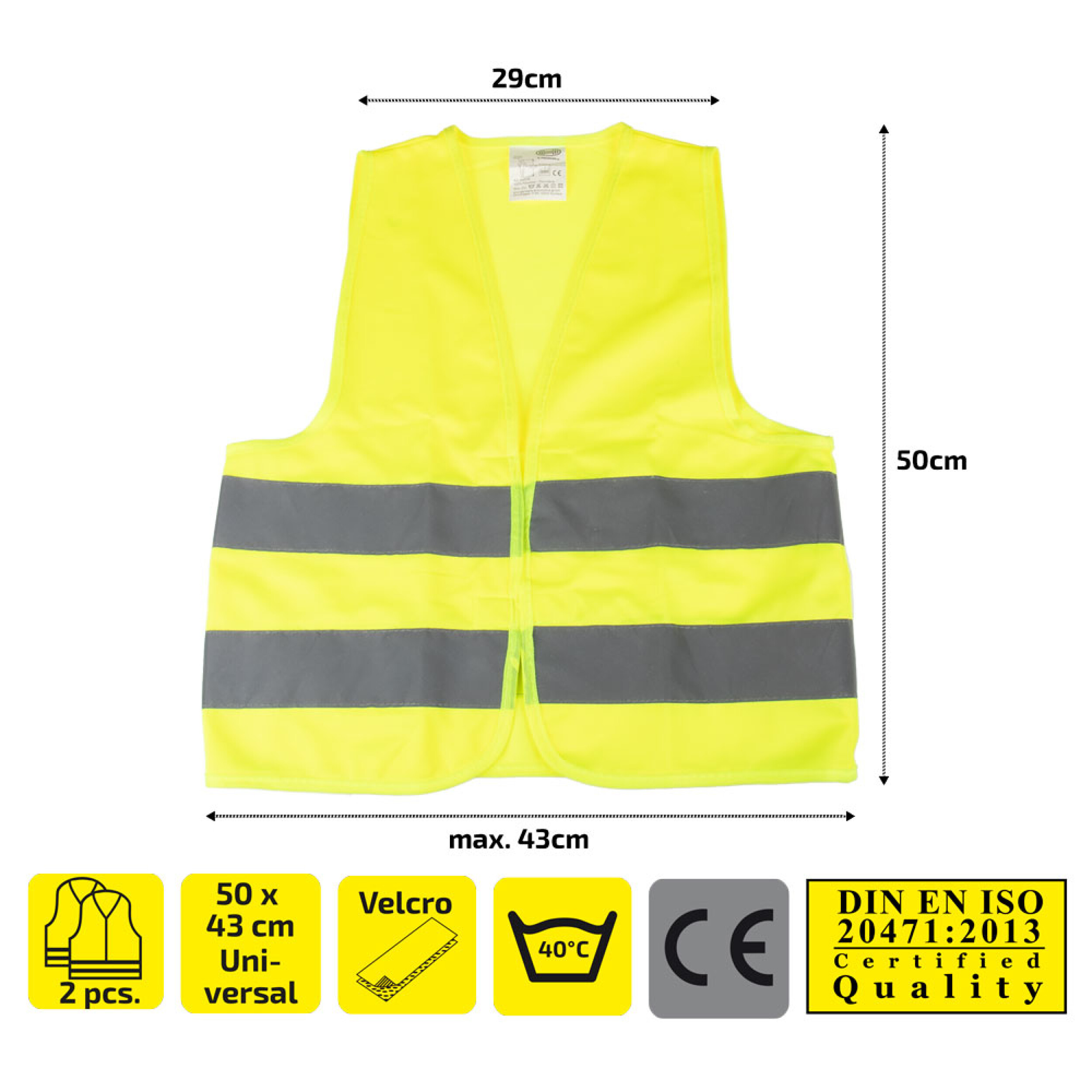 Warnweste gelb (2er-Set) Kinder / Erwachsene| HEYNER® 2x Safety Jacket Kids