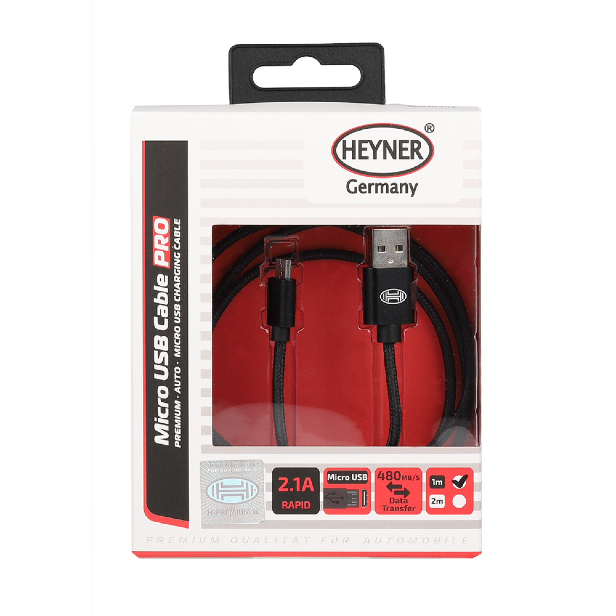 Ladekabel Micro-USB auf USB Nylon | HEYNER® Micro USB Cable 1m PRO