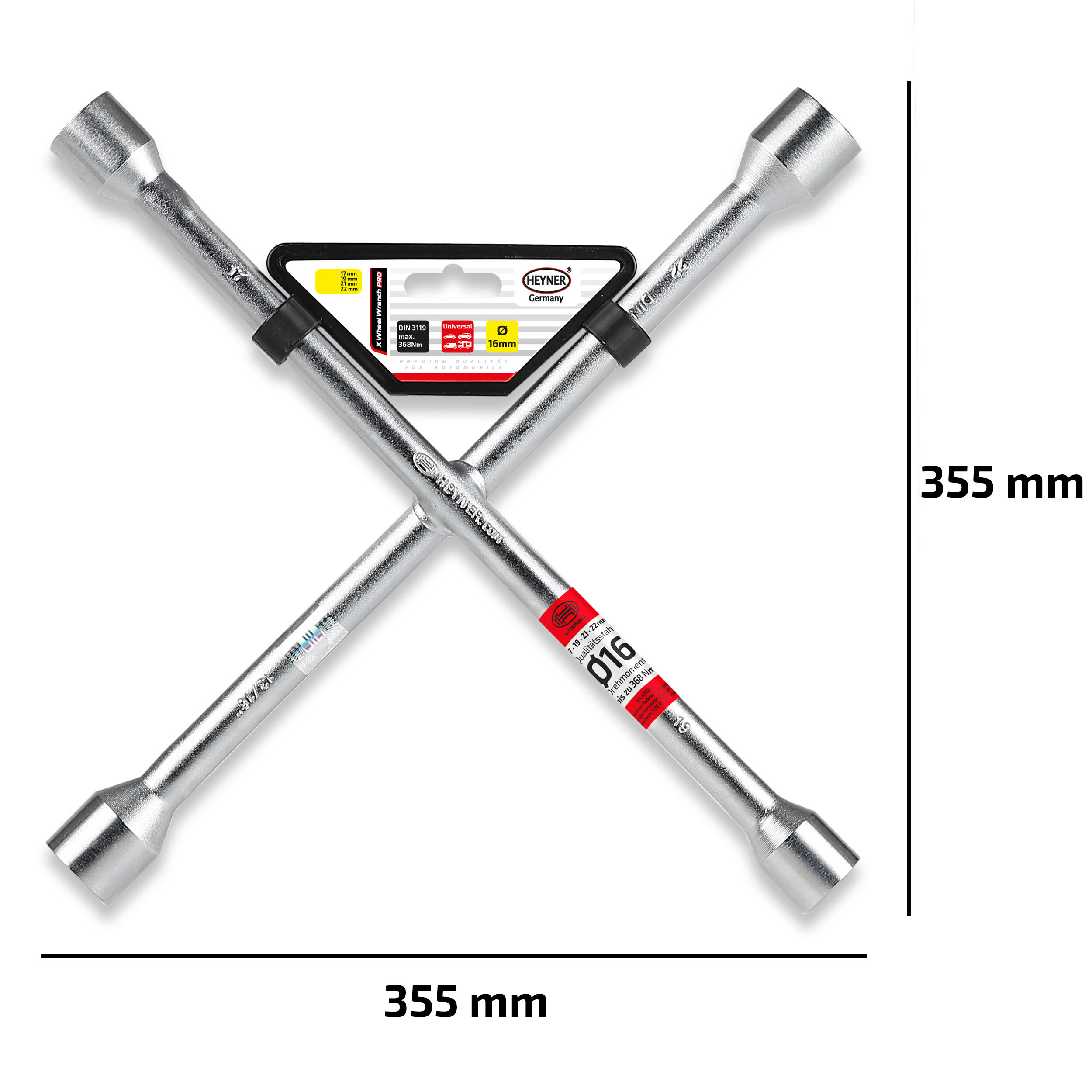 Radkreuzschlüssel chrome | HEYNER® X-Wheel Wrench PRO
