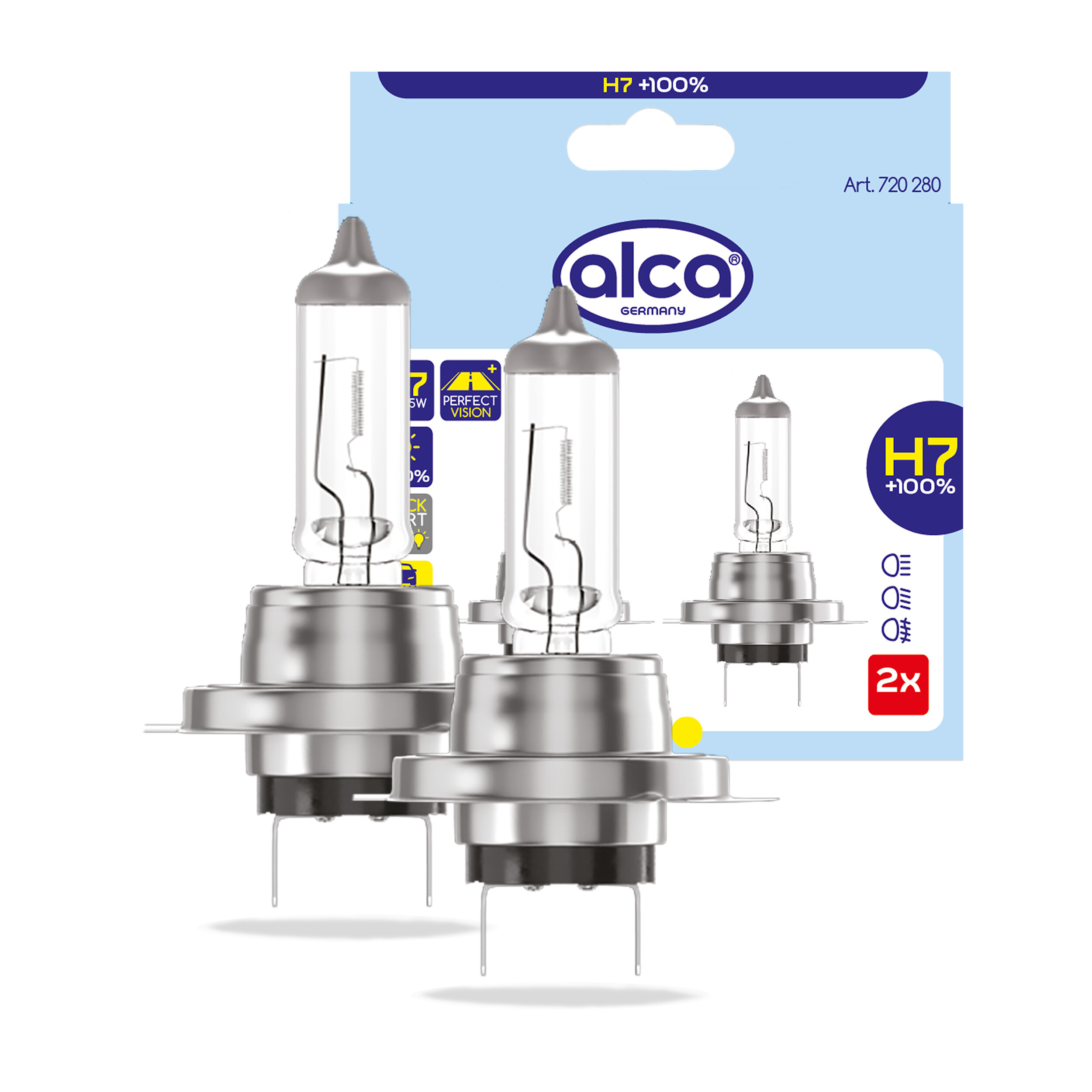 Halogenlampe H7 mit 100% mehr Licht (2er-Set) | alca® H7 +100%