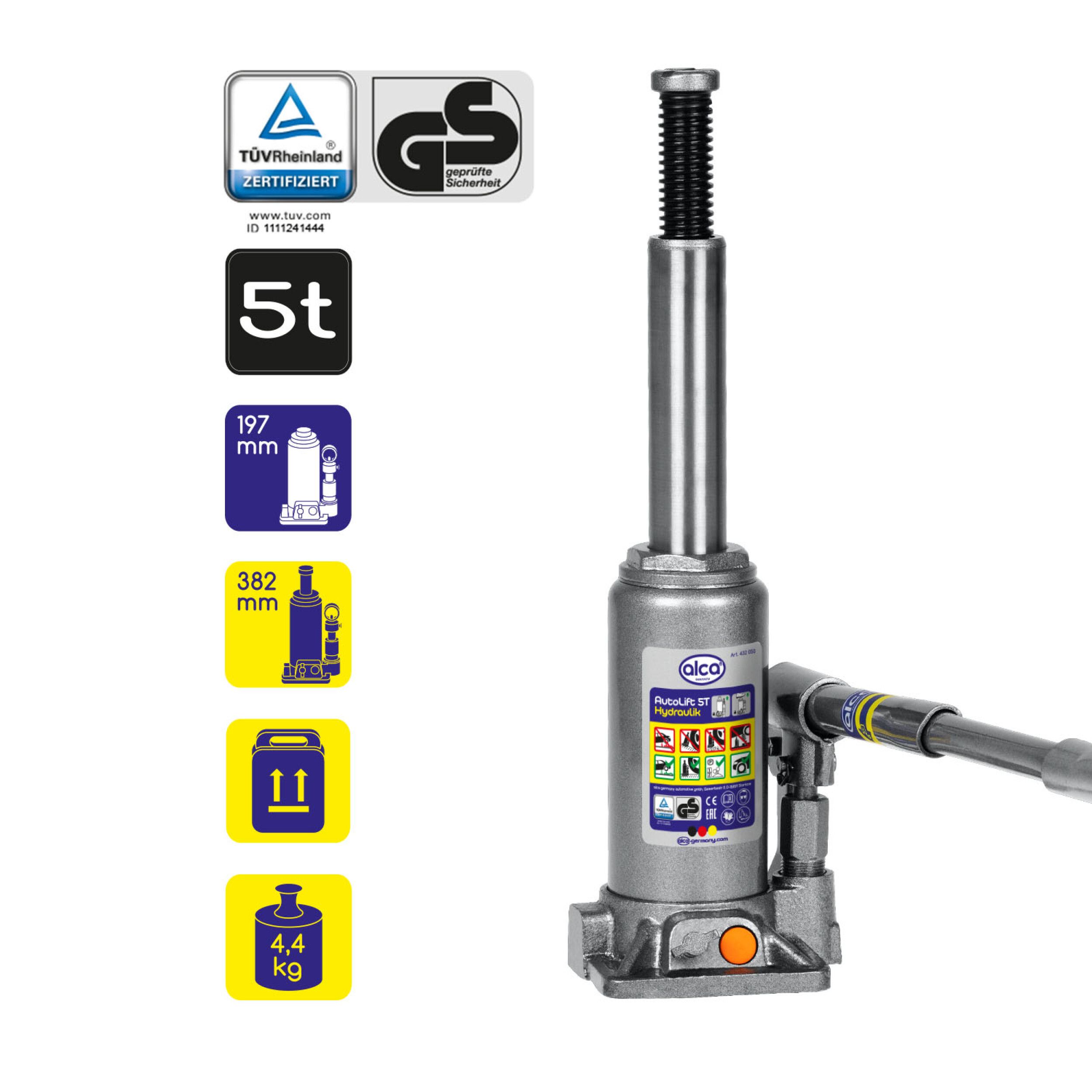 Hydraulischer Unterstellheber im Koffer | alca® Auto Lift Hydraulik 5t