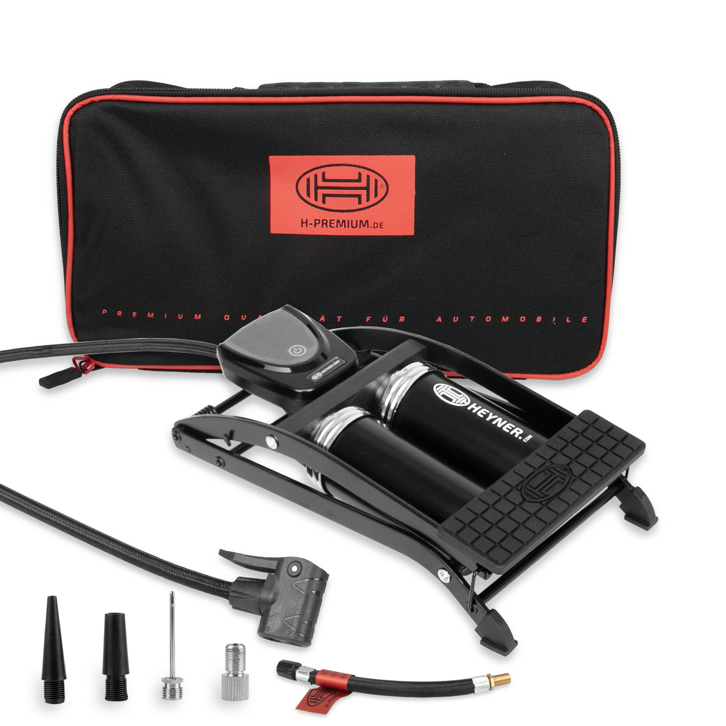 2-Zylinder Fußpumpe digitales Manometer | HEYNER® Pedal Max Digital PRO