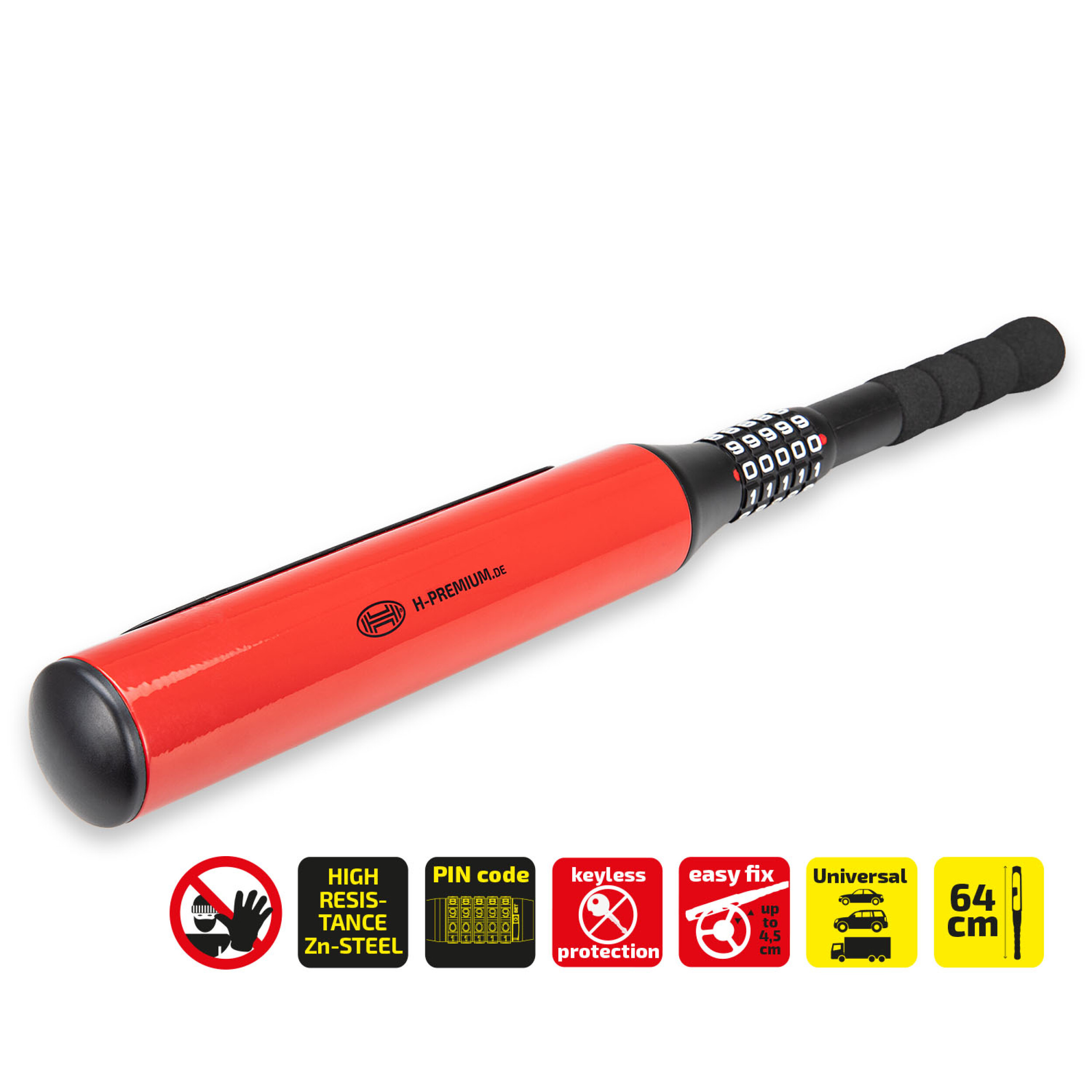 Lenkradsperre Baseball mit Zahlenschloss | HEYNER® WheelClub PRO