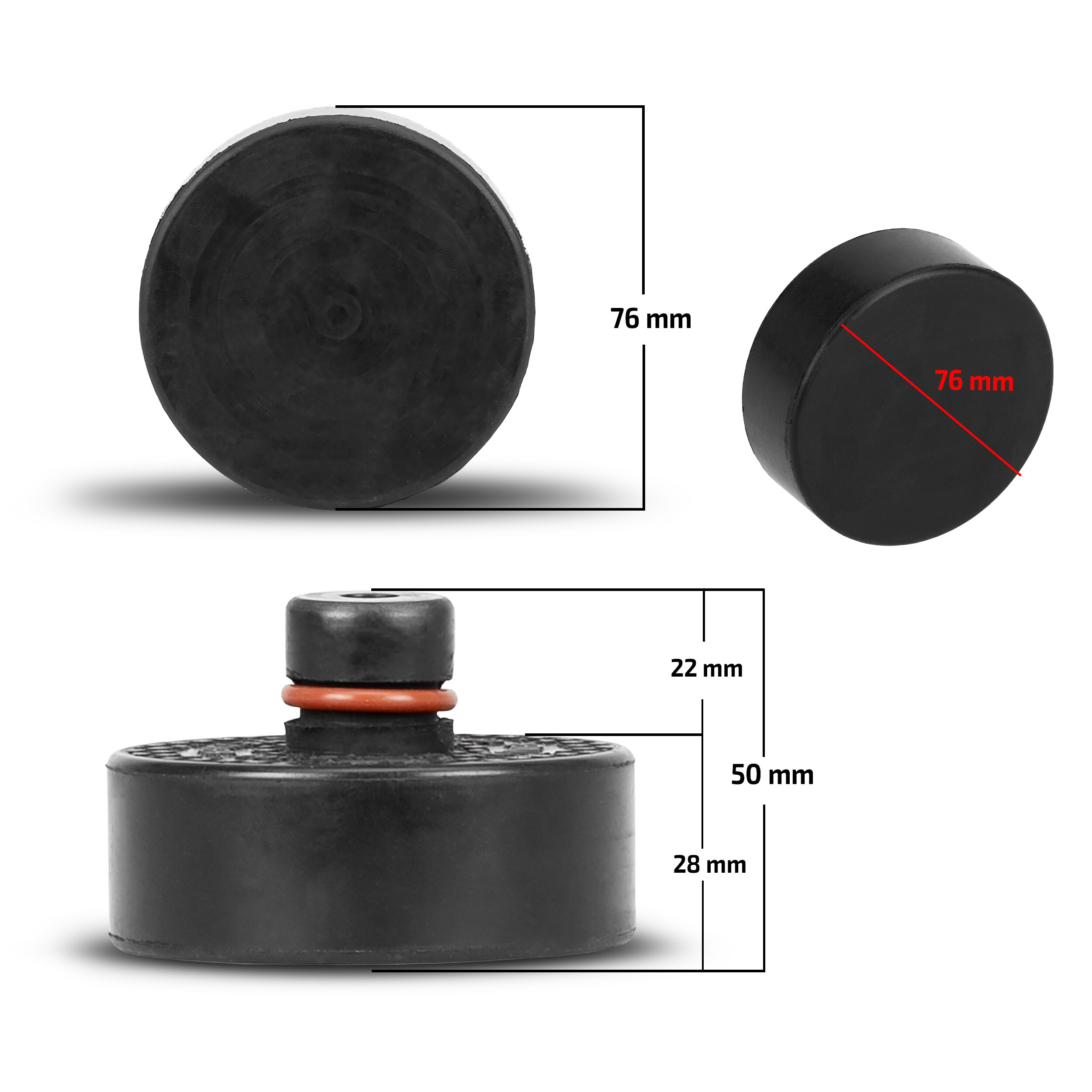 Flat rubber pad for maneuvering jacks | HEYNER® RubberPad TESLA PRO