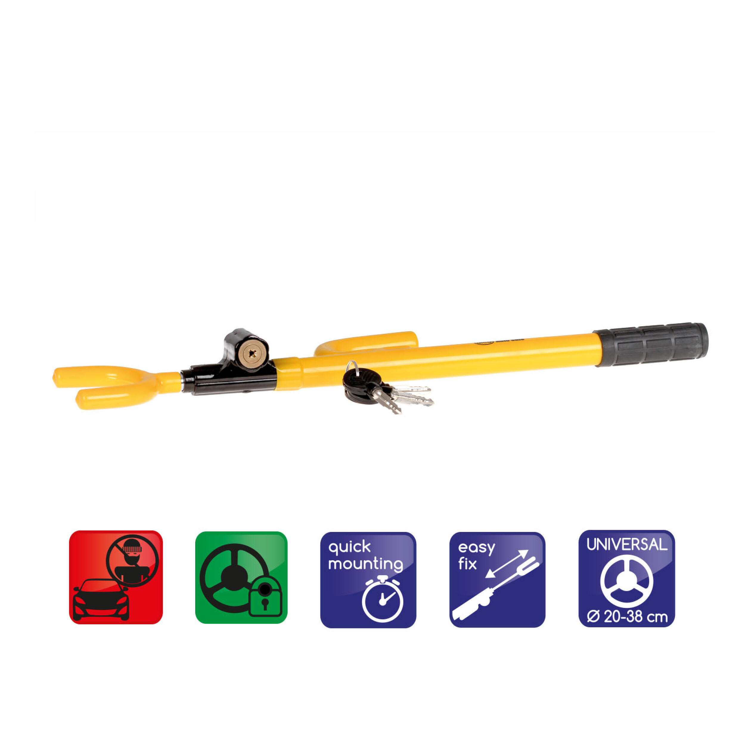 Lenkradsperre mit Schlüssel | alca® AutoSafe Wheel Blocker