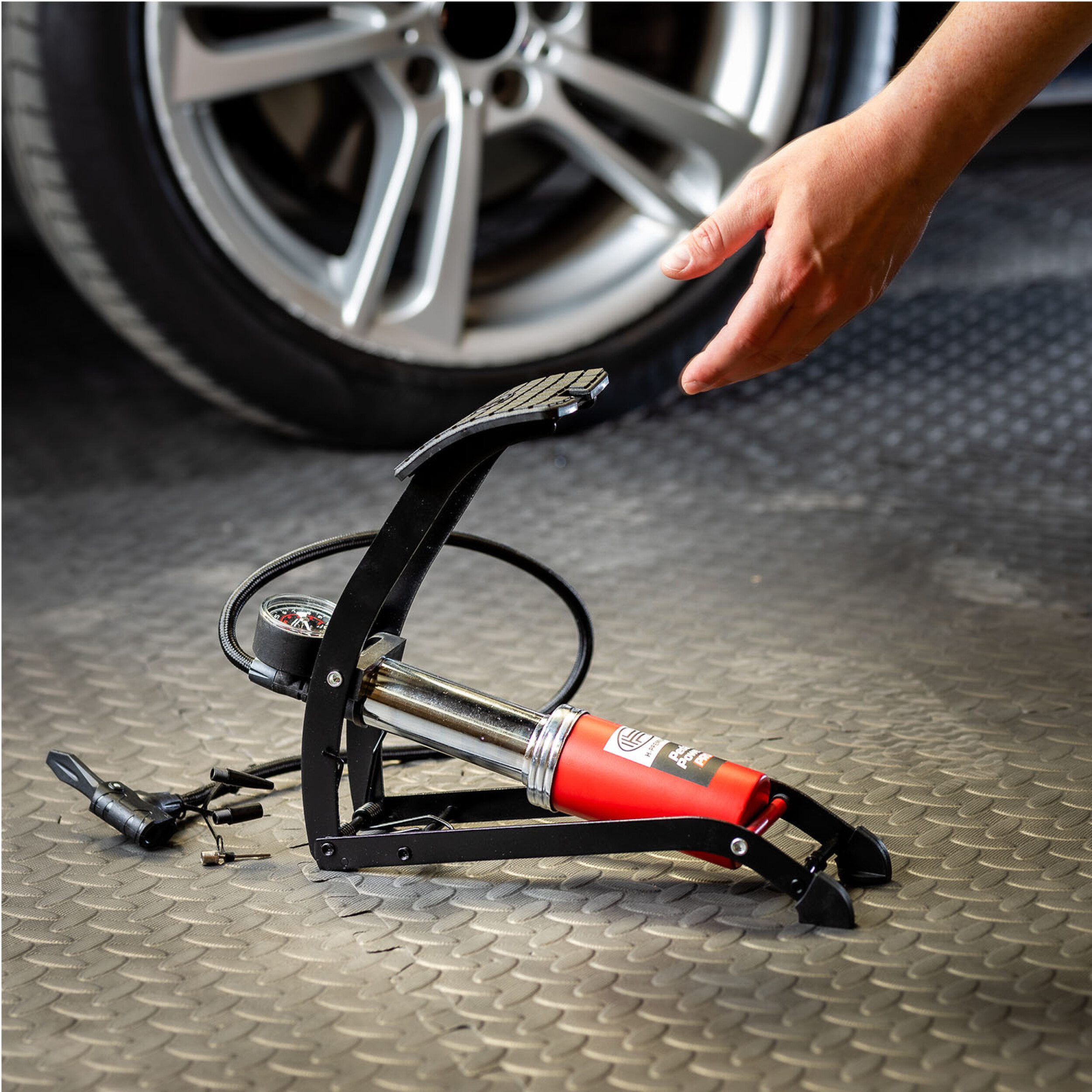 Fußluftpumpe mit Manometer | HEYNER® PedalPower PRO