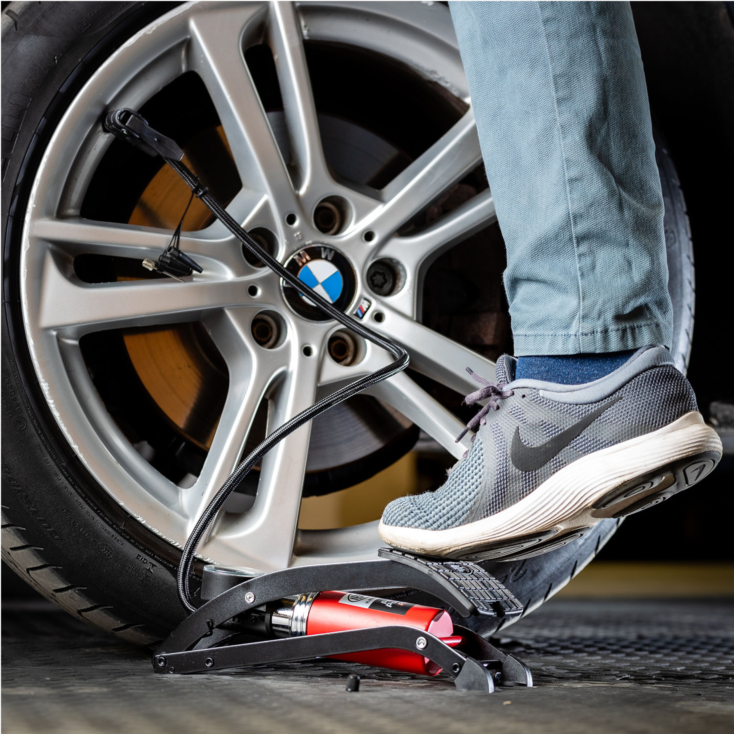 Fußluftpumpe mit Manometer | HEYNER® PedalPower PRO