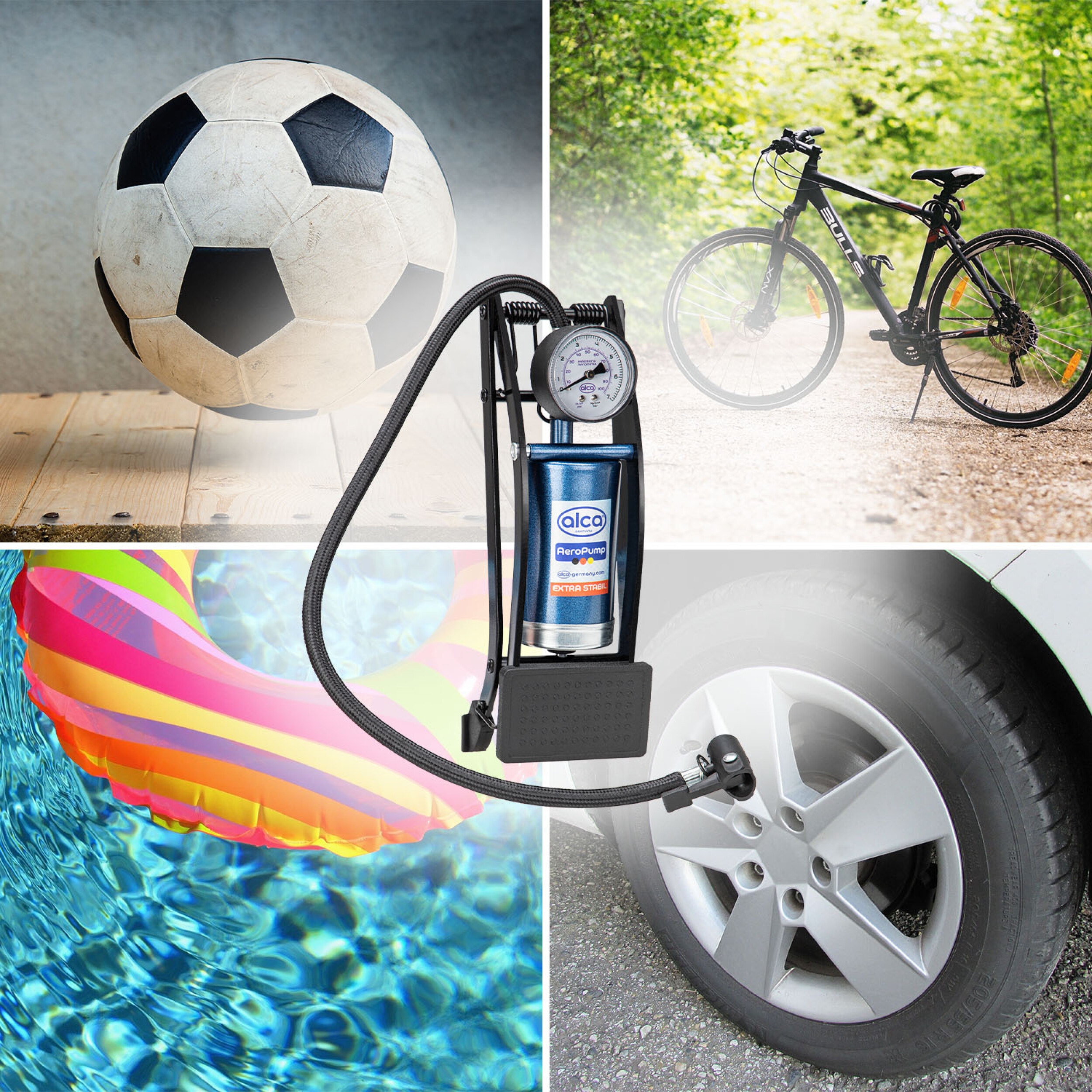 Hochleistungs-Fußpumpe mit Manometer | alca® AeroPump High Power