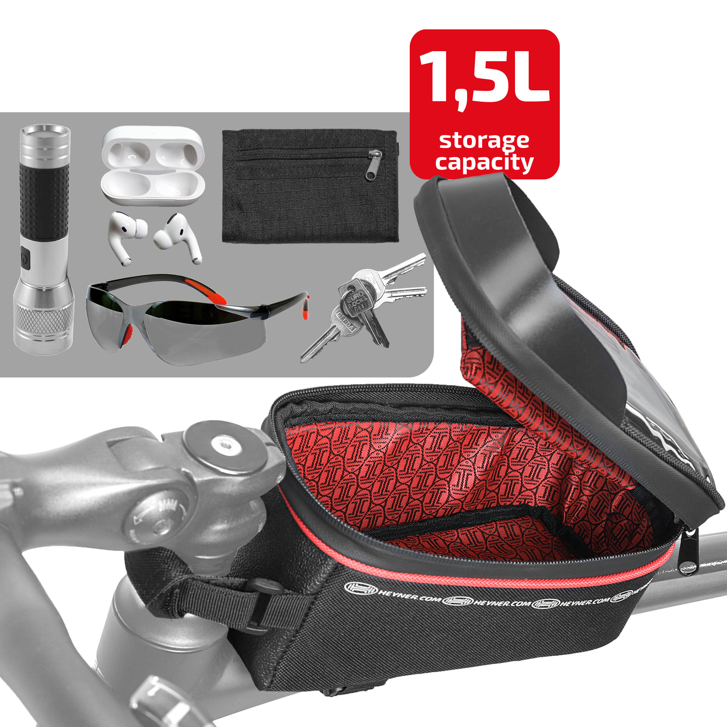 Fahrradtasche mit Handyhalterung (wasserdicht) | HEYNER® FrameOrganizer PRO