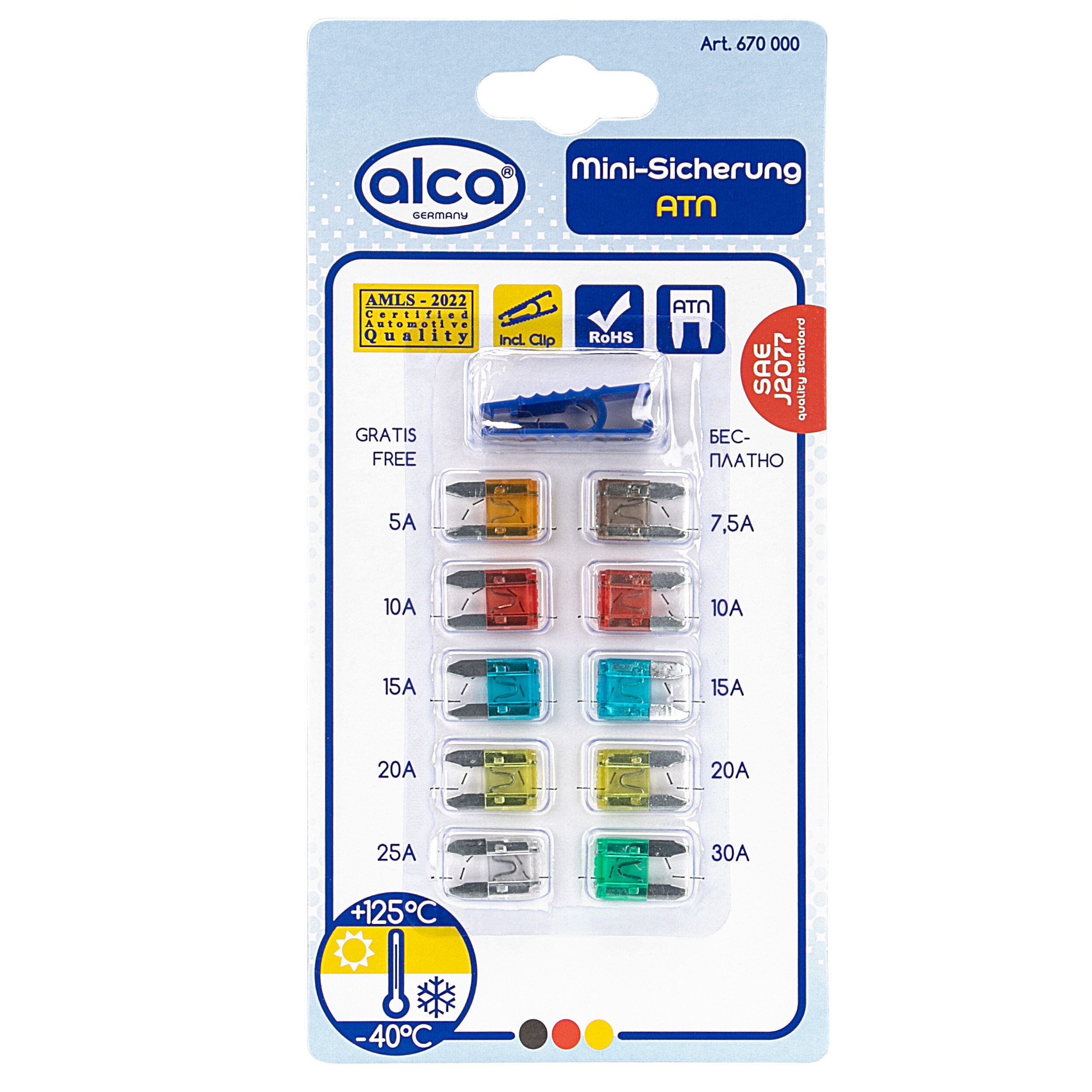 Mini-Sicherungen 5 A - 30 A; 10er-Set | alca® Fuse ATN Set M