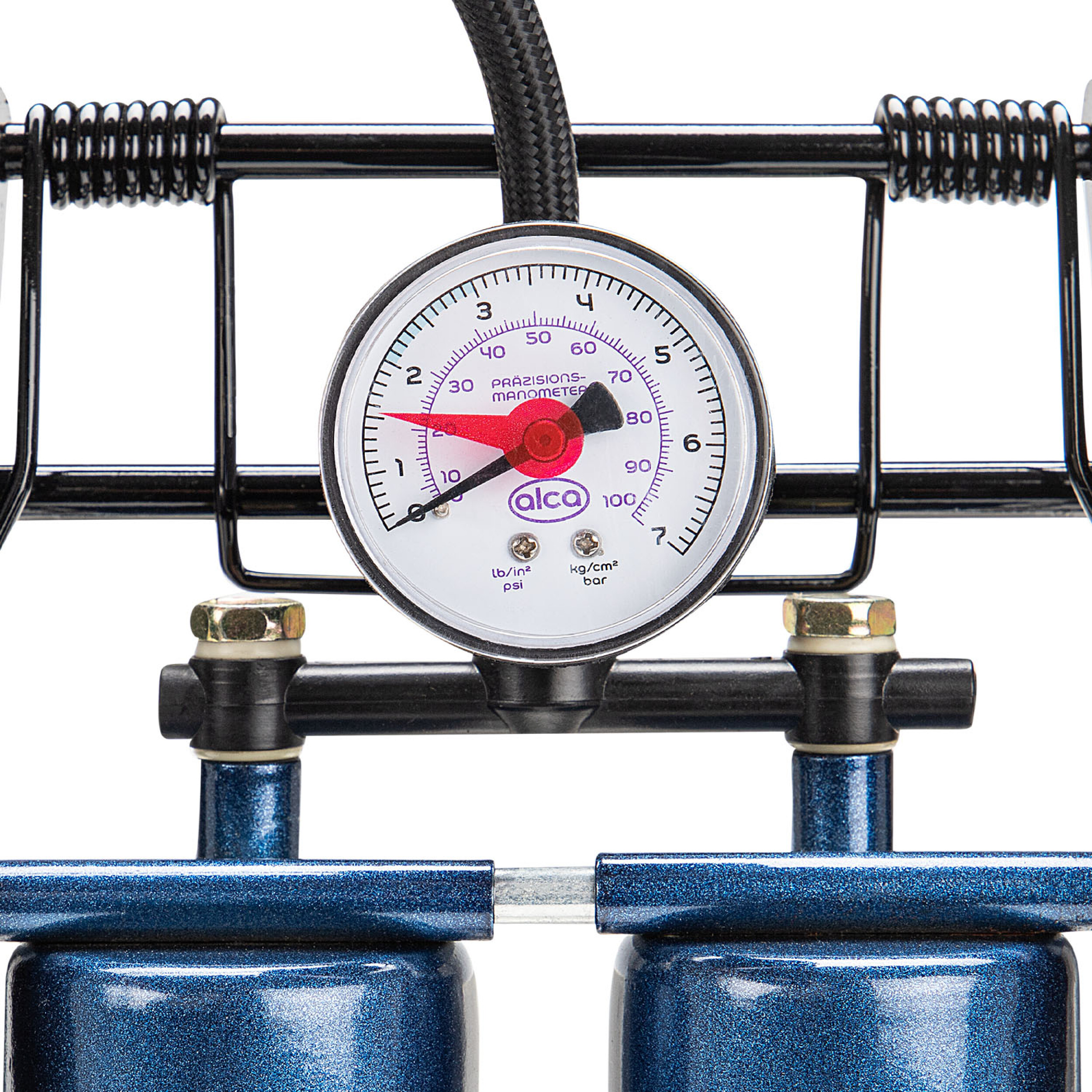 Hochleistungs-Fußpumpe Manometer | alca® AeroPump 2 Cylinder