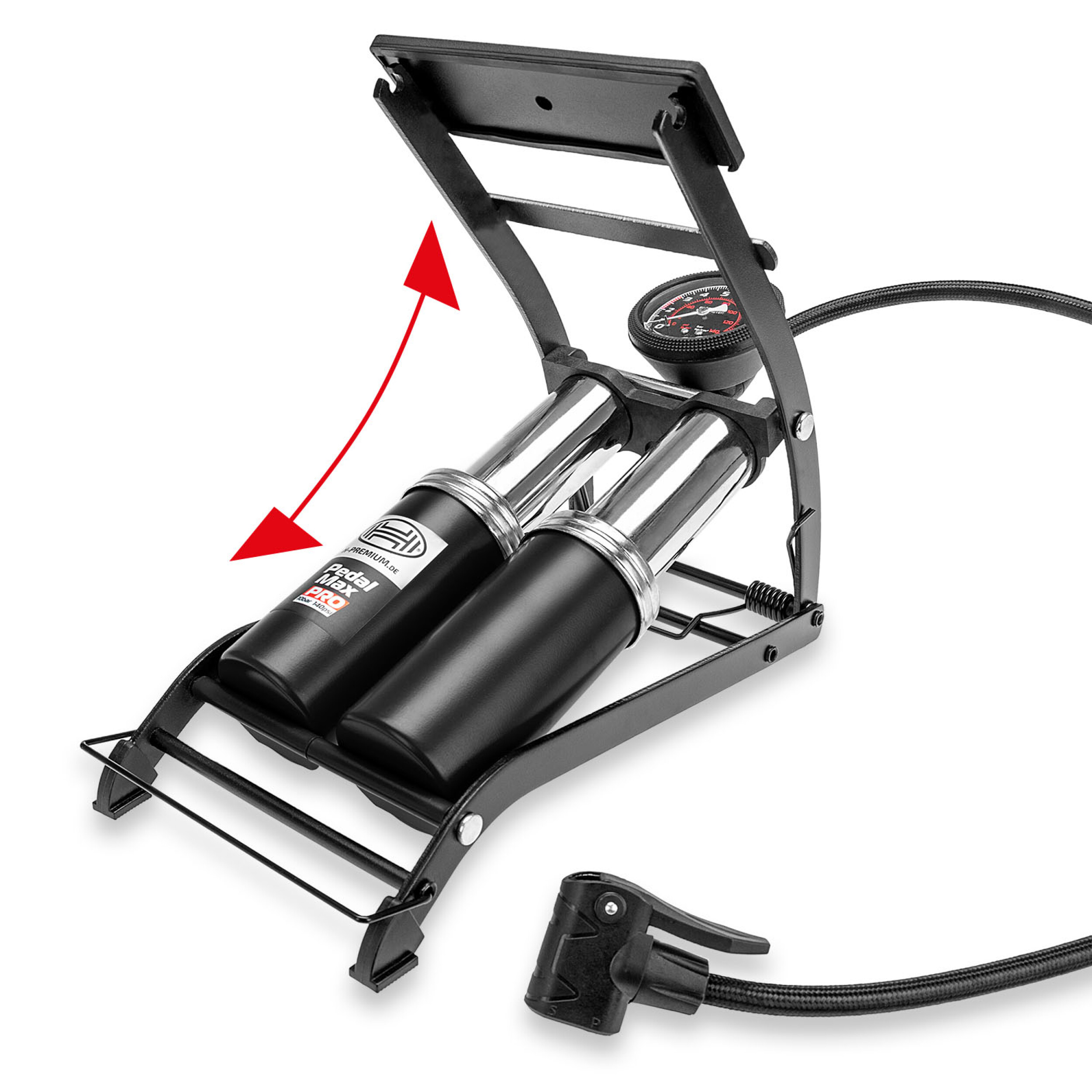 2-Zylinder Fußpumpe Manometer | HEYNER® PedalMax PRO