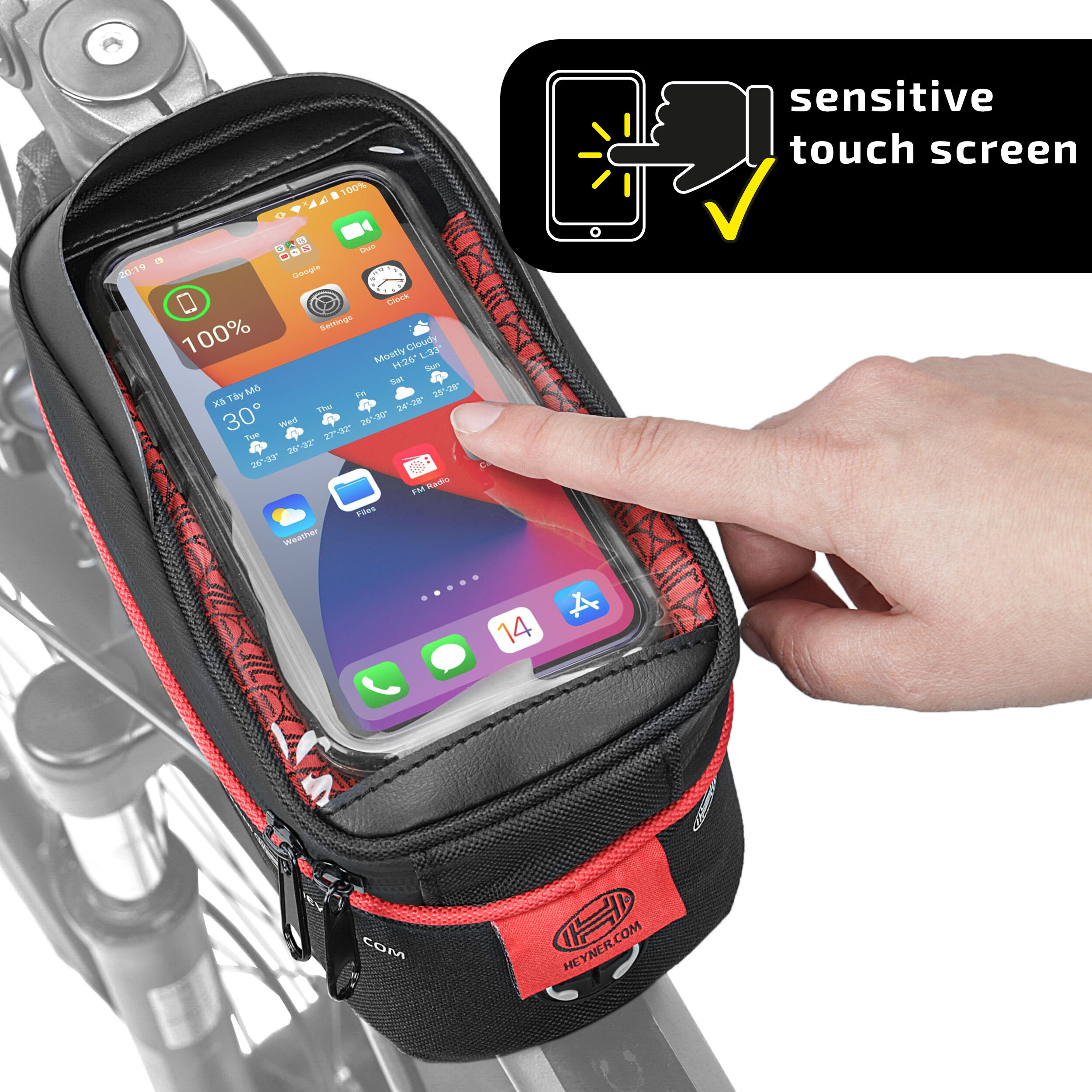 Fahrradtasche mit Handyhalterung (wasserdicht) | HEYNER® FrameOrganizer PRO