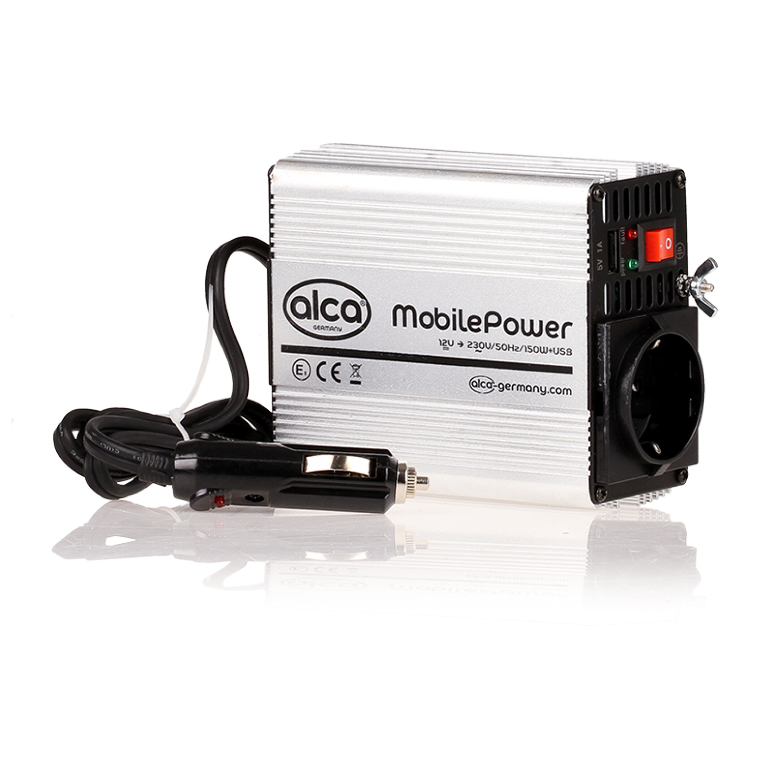 Power-Inverter 12V auf 230V, 150W + USB | alca® MobilePower