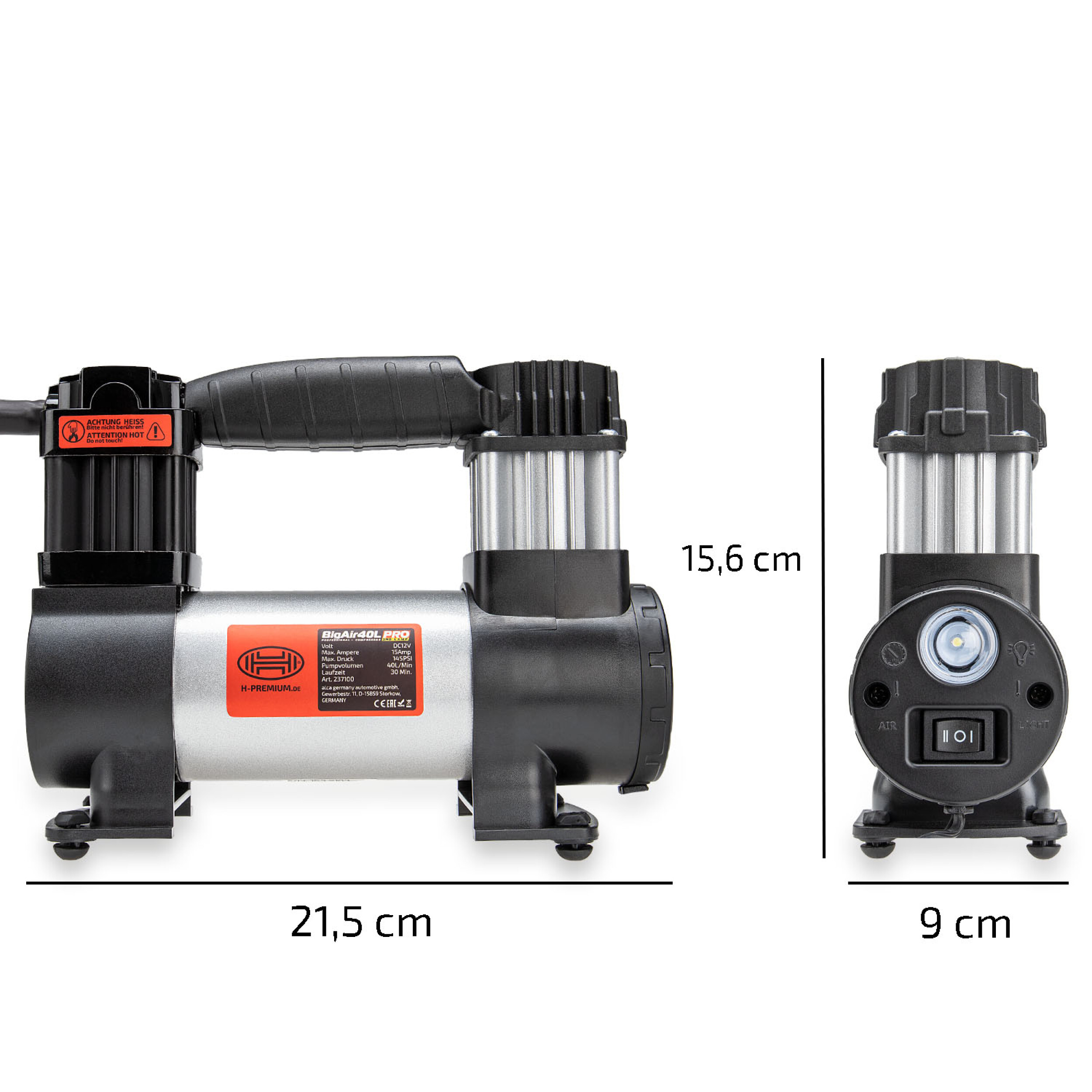 Kompressor 12V ''Big Air 40L'' Lamplight | HEYNER® BigAir40L PRO