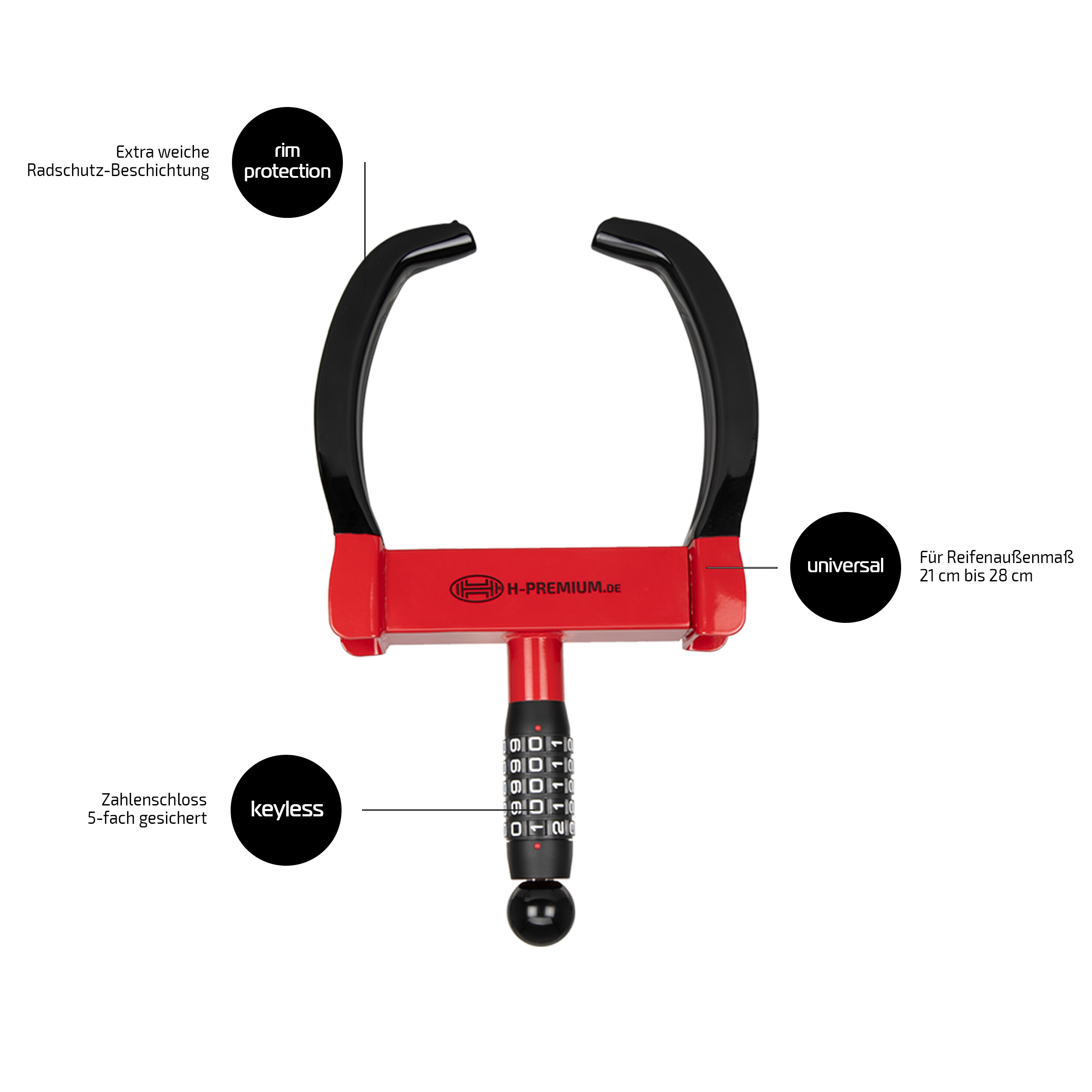 Radkralle ausziehbar L mit Zahlenschloss | HEYNER® Tire Block PRO