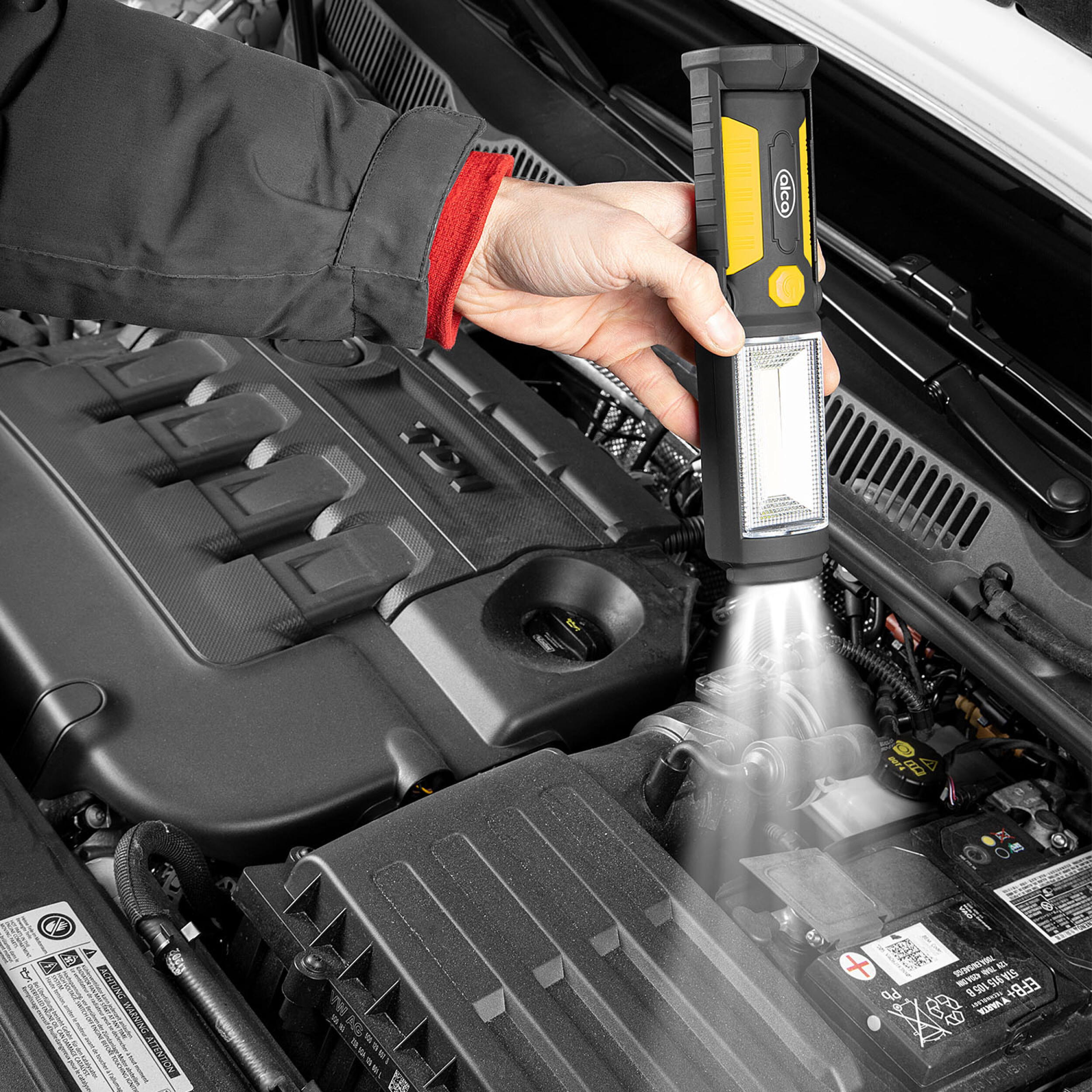 COB-LED Arbeitslampe mit Batterien | alca® COB-LED Lamp