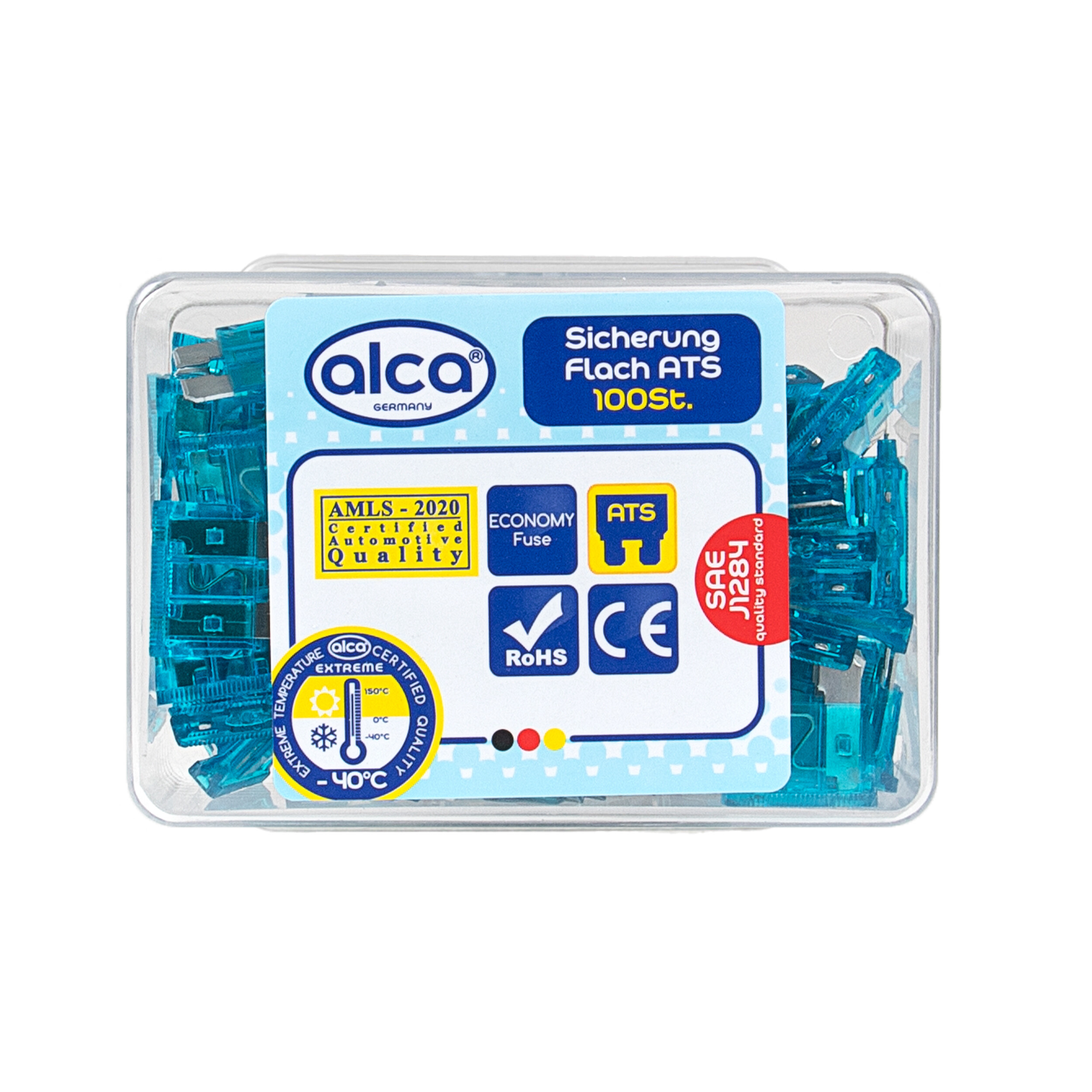 Flach-Sicherungen Economy-Box (100 Stück) | alca® Fuse ATS 15A E