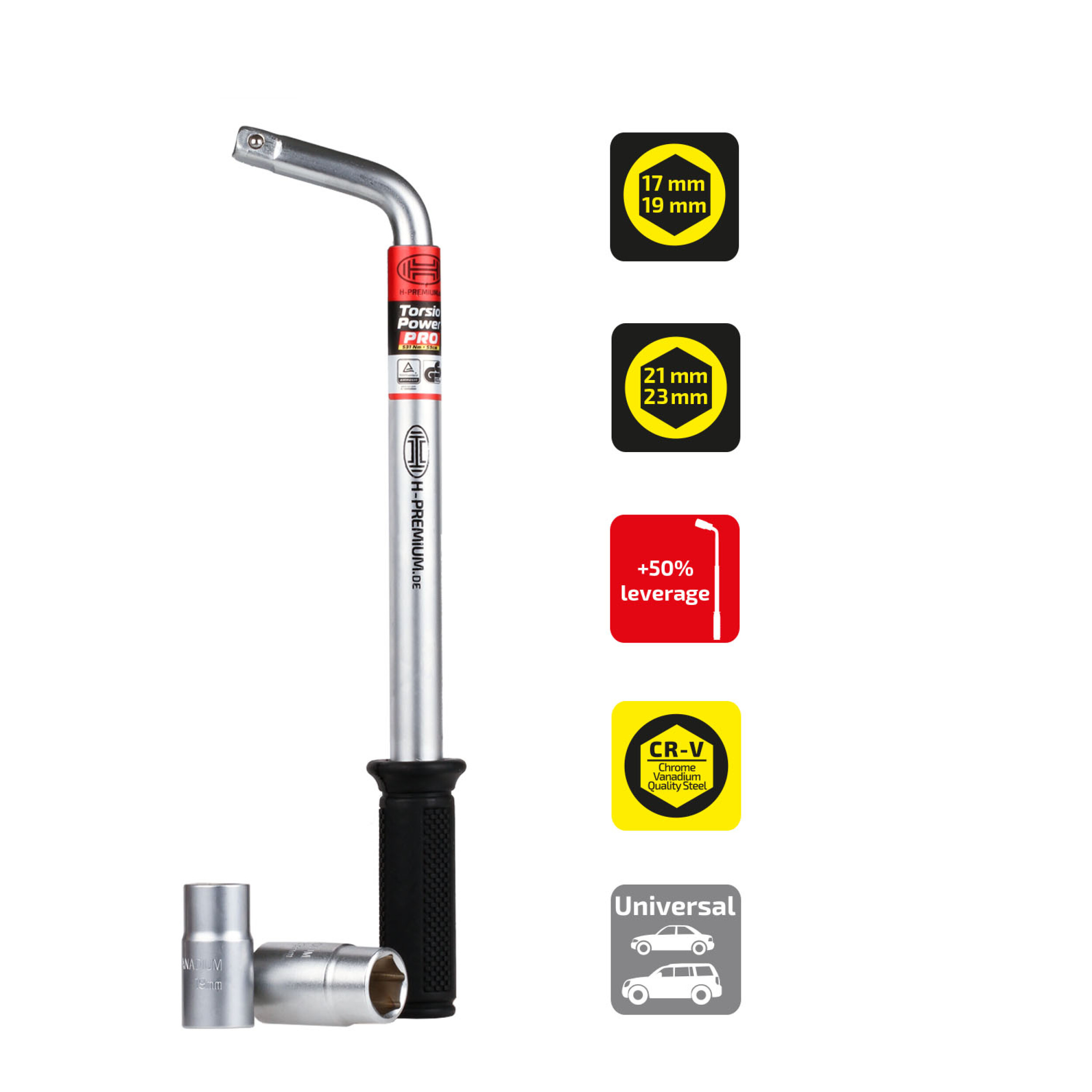 Wheel nut wrench Multi-Size | HEYNER® Torsio Power PRO