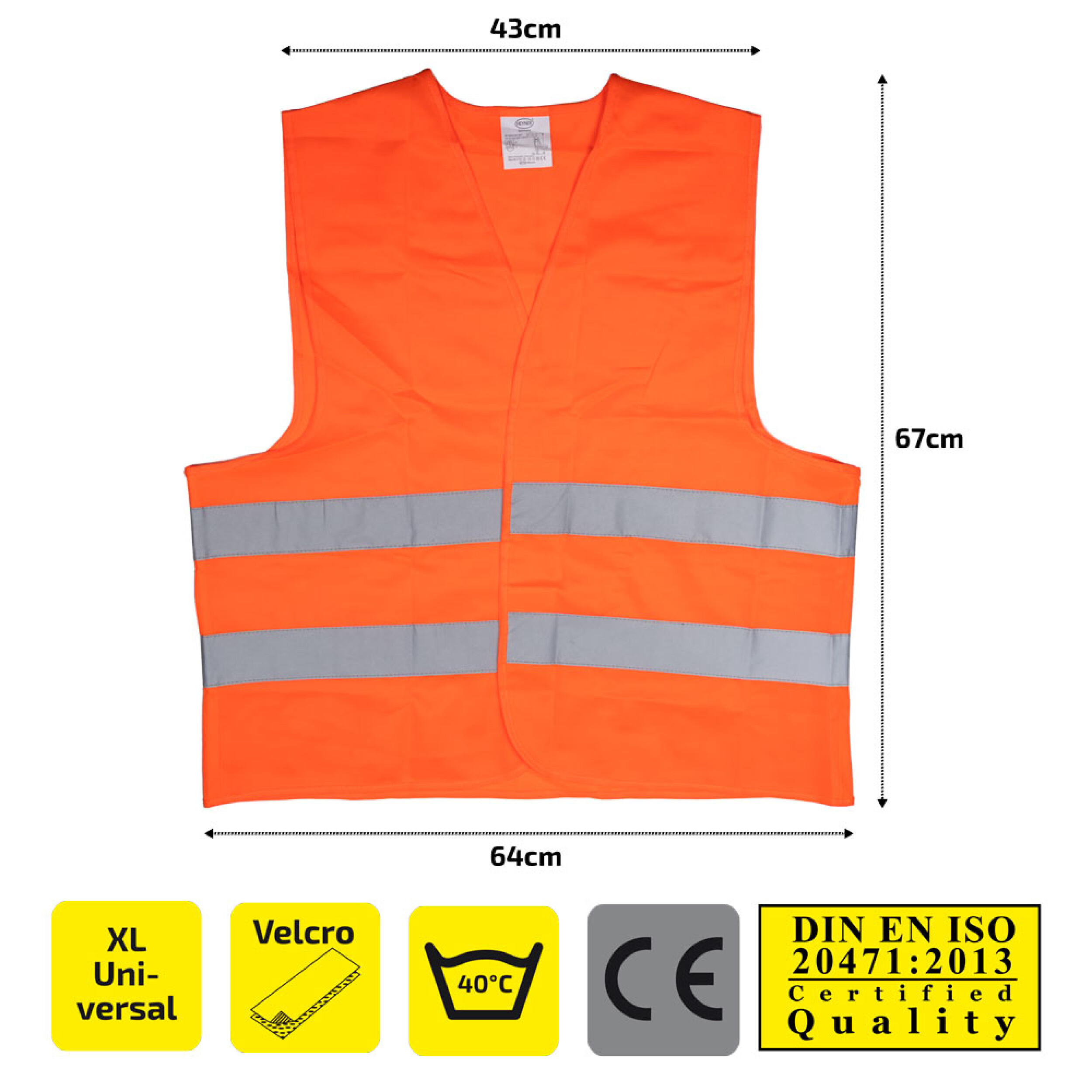 Premium Warnweste mit Zertifikat XL | HEYNER® Safety Jacket PRO