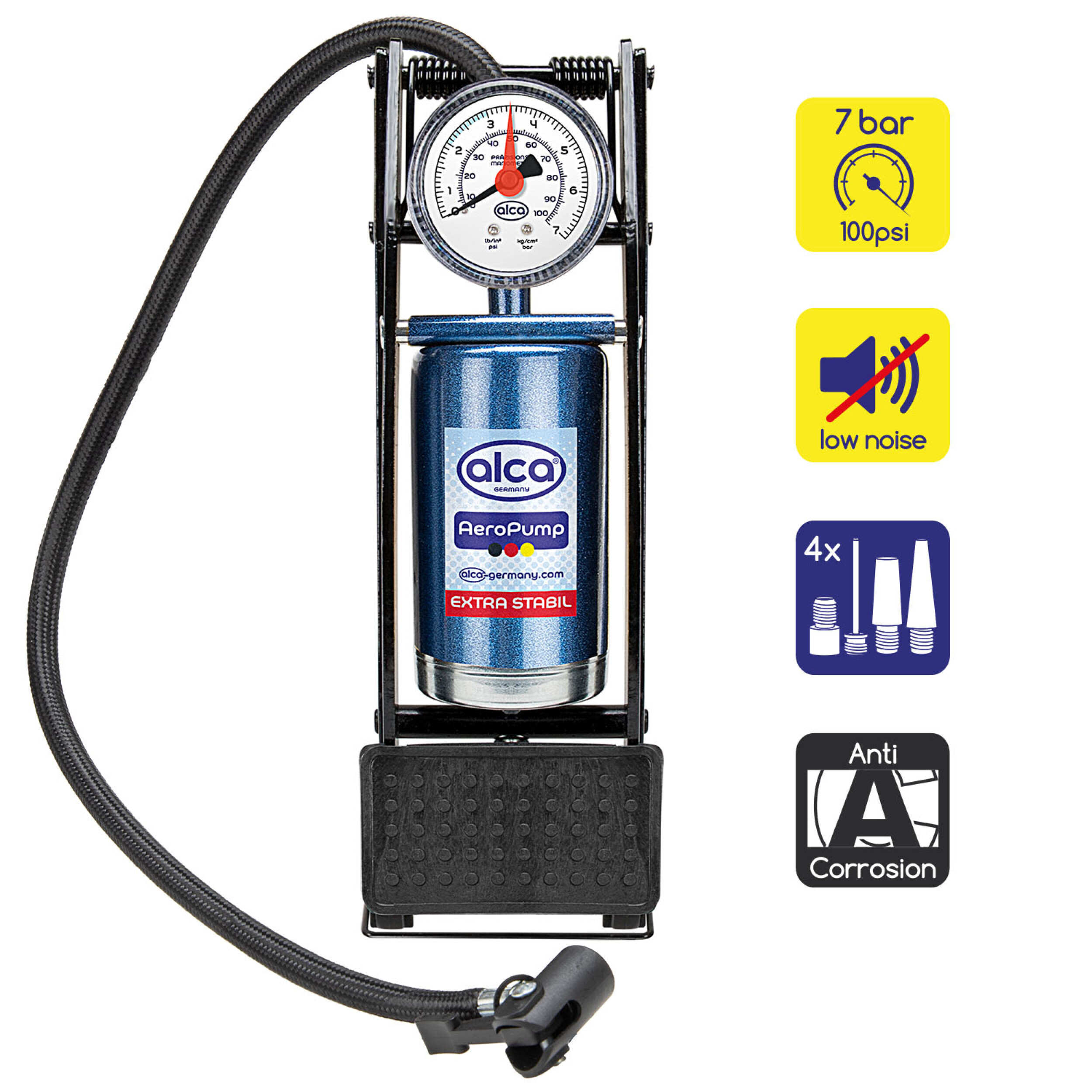 Hochleistungs-Fußpumpe mit Manometer | alca® AeroPump High Power