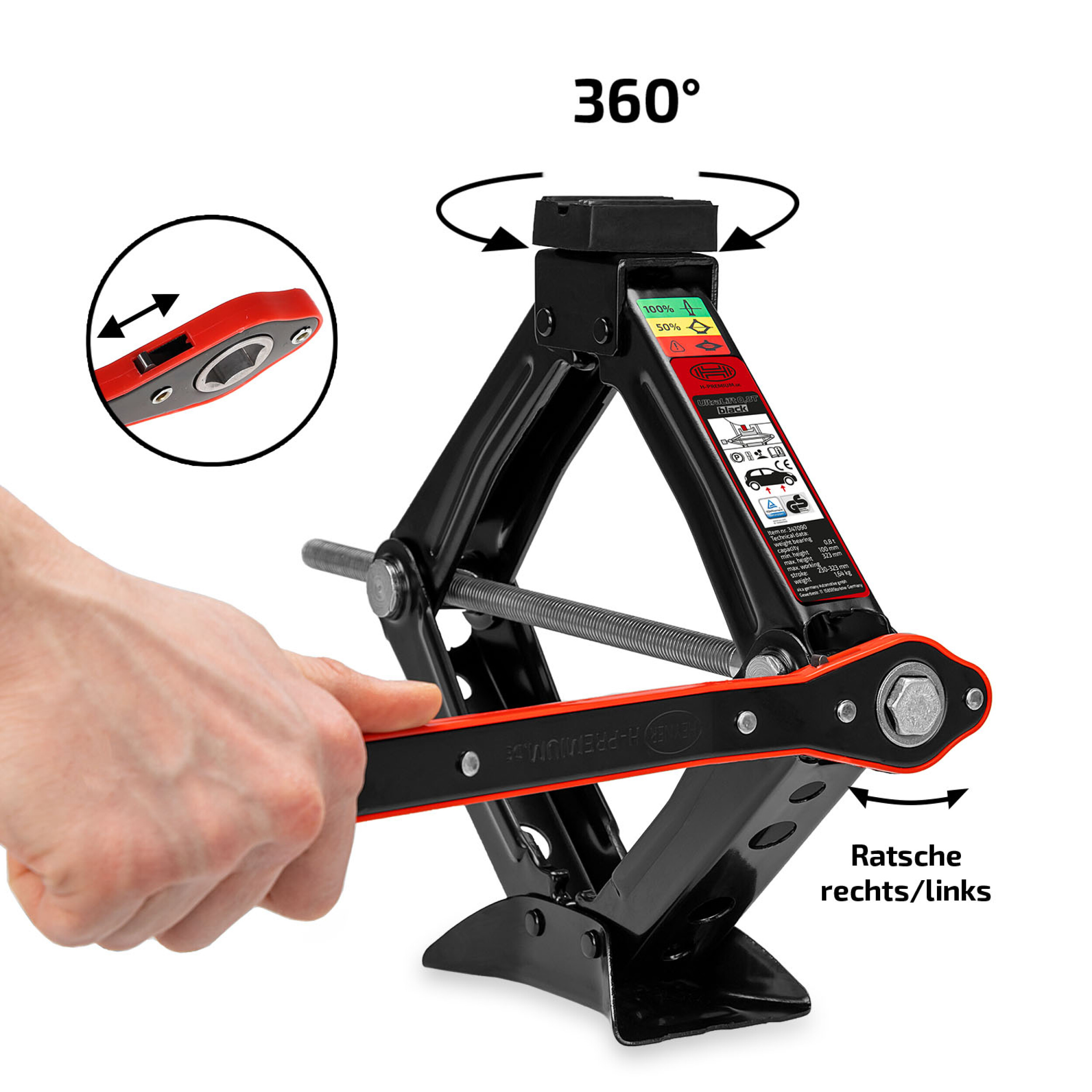 Scherenwagenheber 0,8t "Black Edition" | HEYNER® Ultra Lift XS PRO