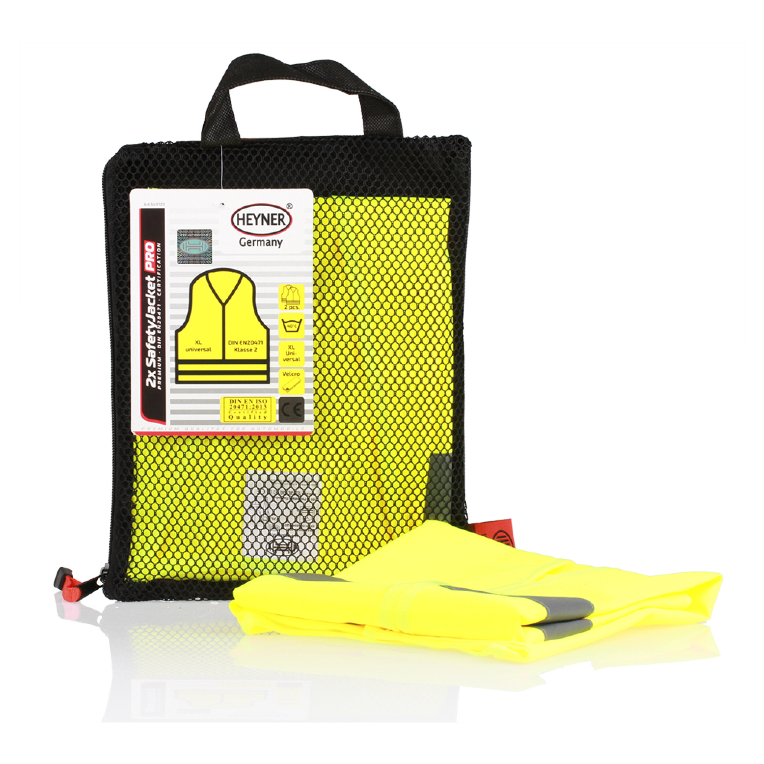 Warnweste gelb (2er-Set) Kinder / Erwachsene| HEYNER® 2x Safety Jacket Kids