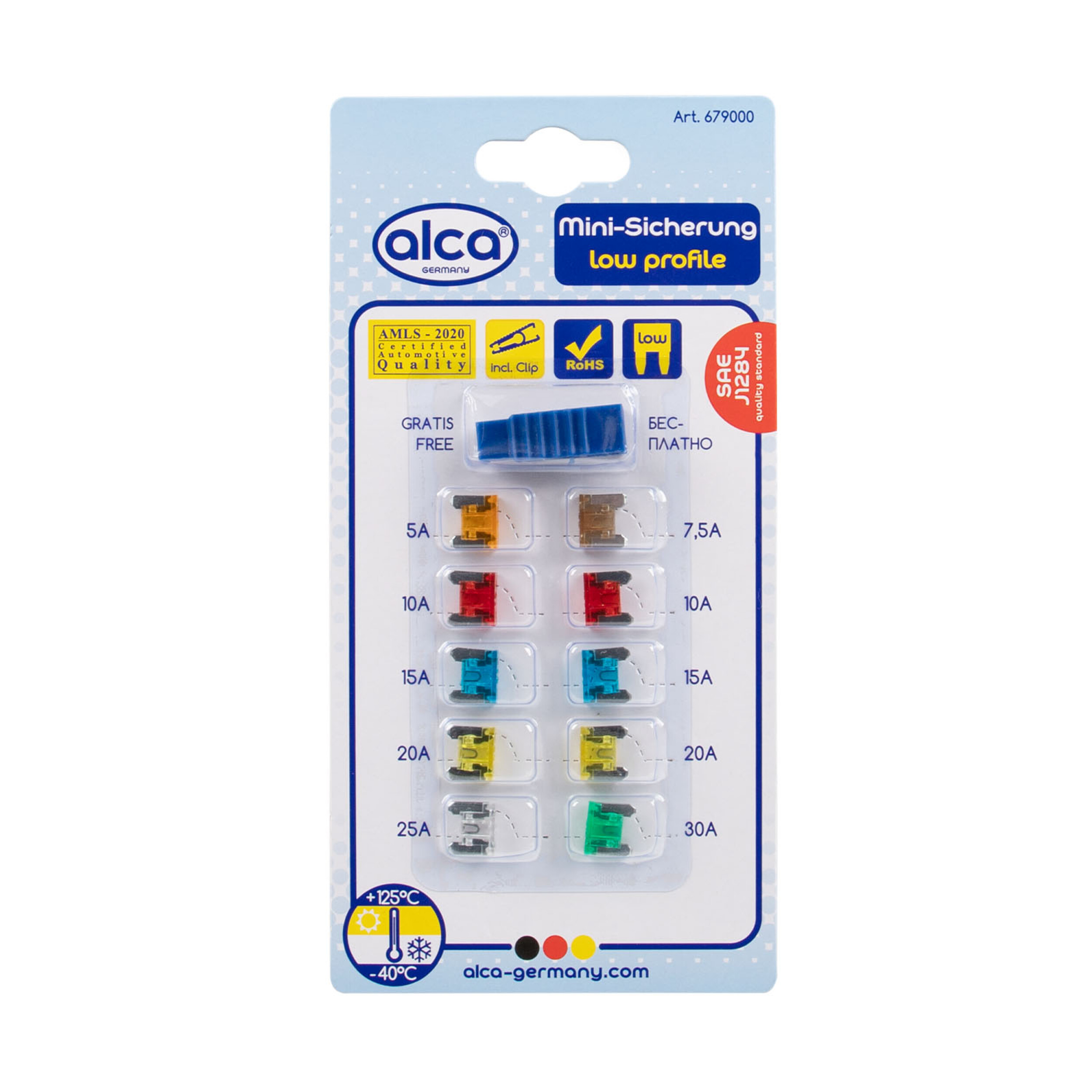 Mini Flach Sicherungen 5 - 30 A; 10er-Set | alca® Mini-Sicherung low profile