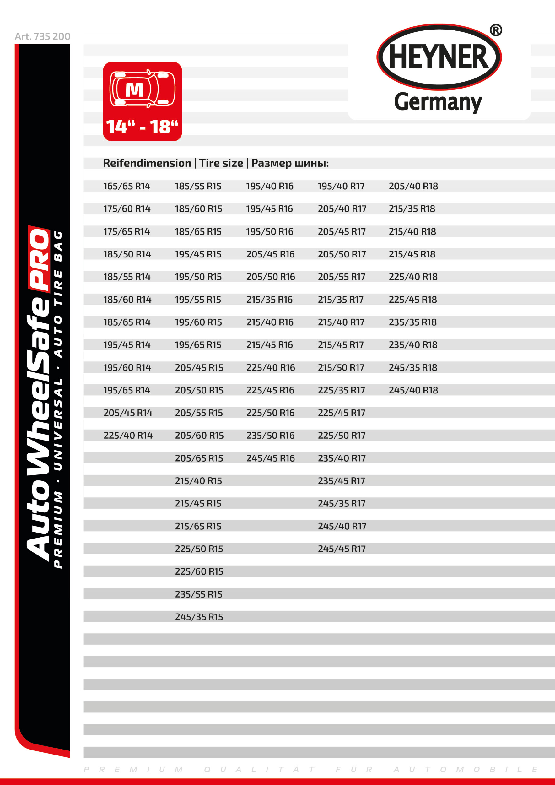 Set of 4 tire bags | HEYNER® Auto WheelStar PRO VELCRO