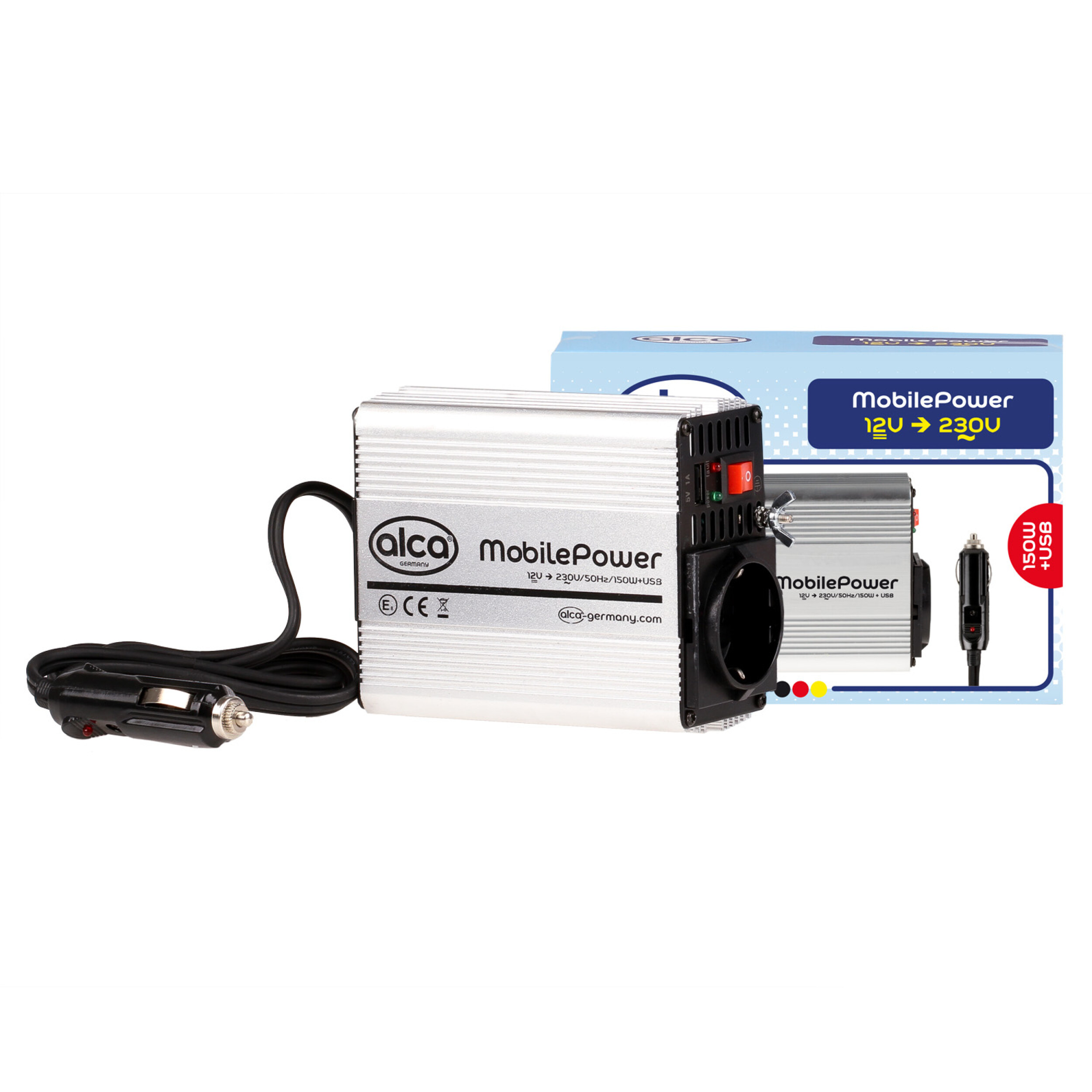 Power-Inverter 12V auf 230V, 150W + USB | alca® MobilePower